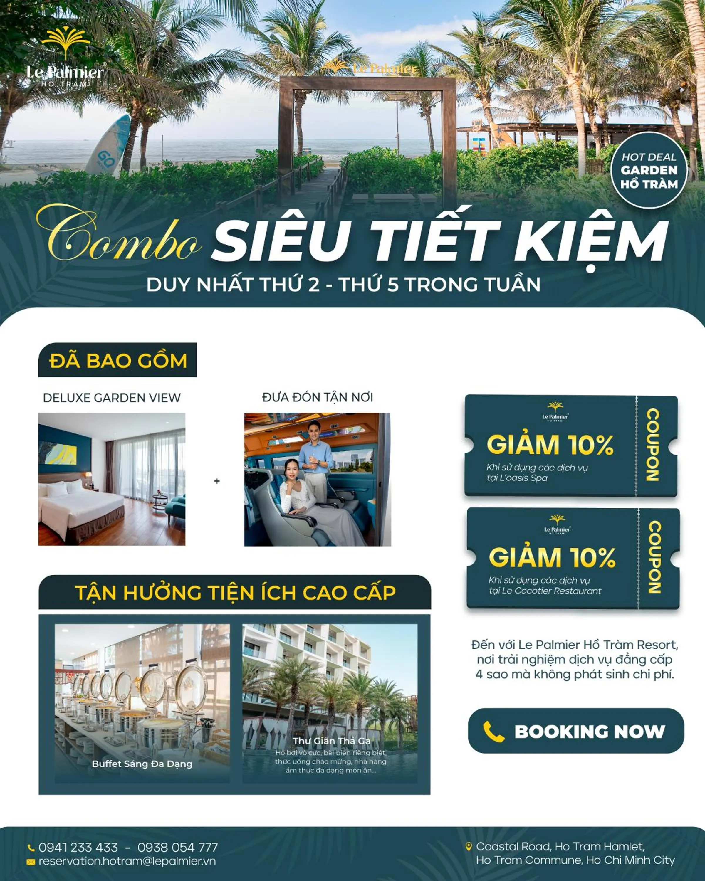 Le Palmier Ho Tram Resort - Beachfront with Private Beach