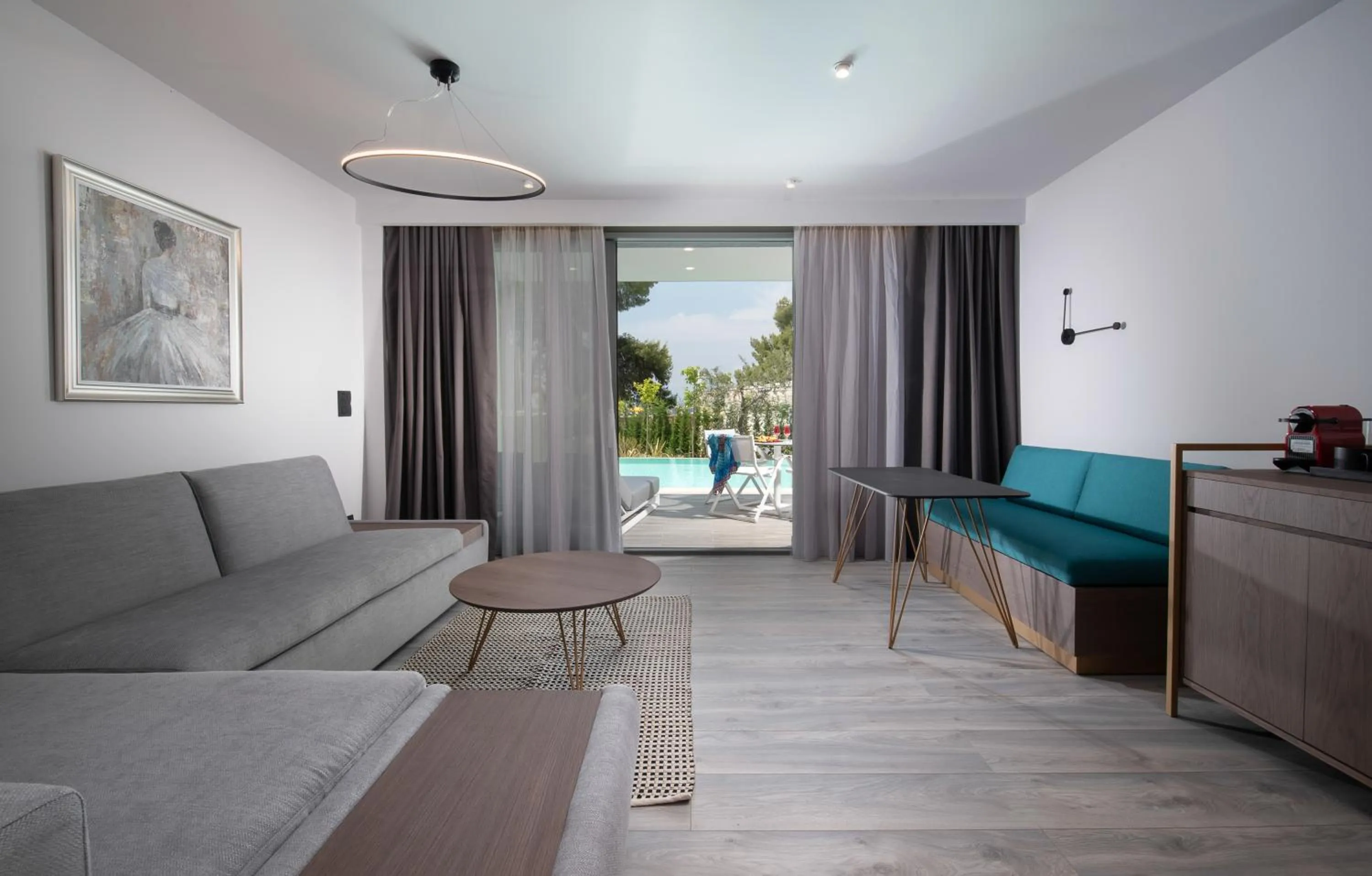 Living room in Lagomandra Luxury Suites with Private Pools