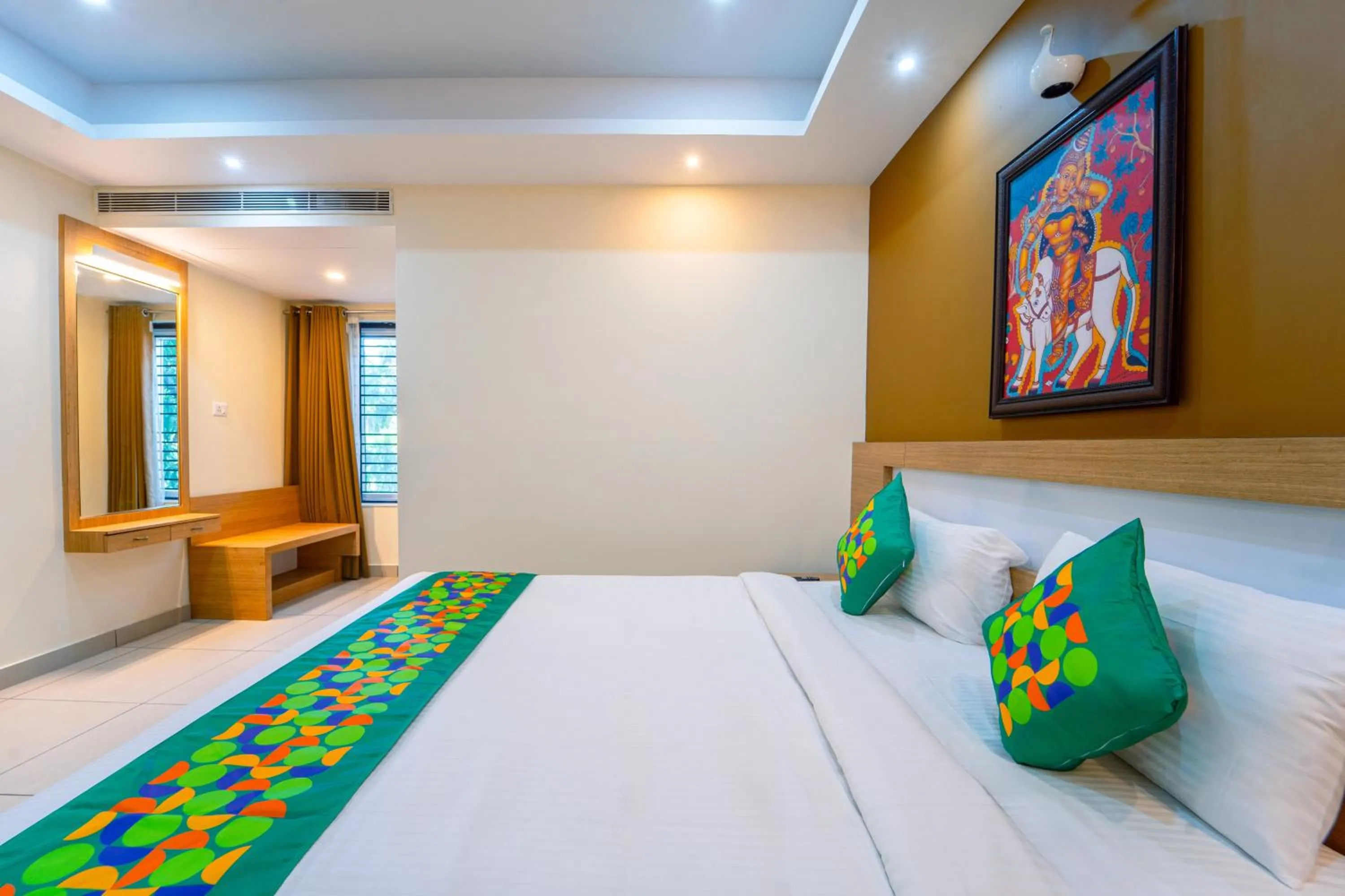 Bedroom, Bed in Treebo Sree Varshavilas Regency, 2 Mins From Guruvayoor Temple