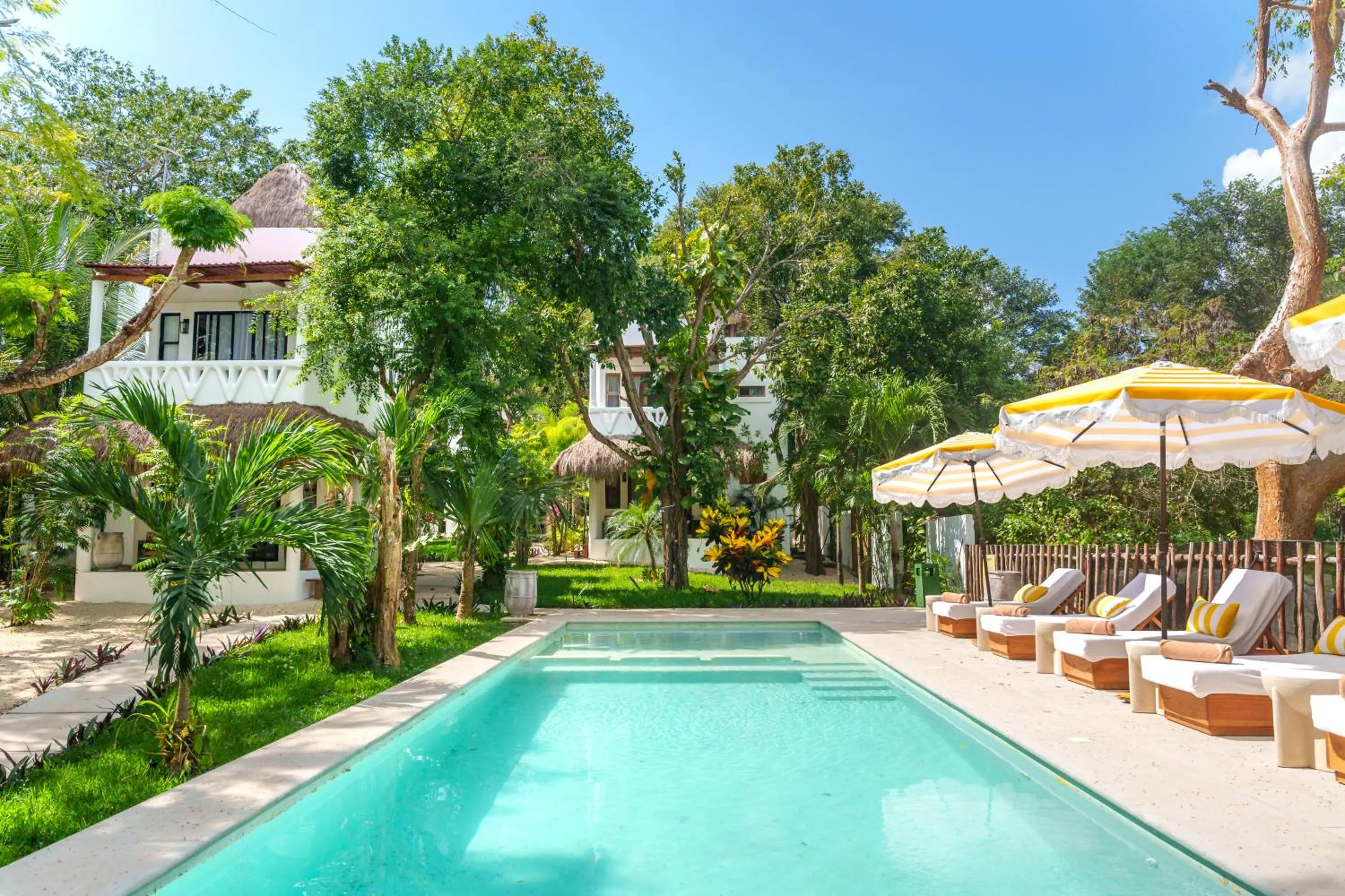 Swimming pool in Mikasa Bacalar Hotel Boutique, Lagoon Front