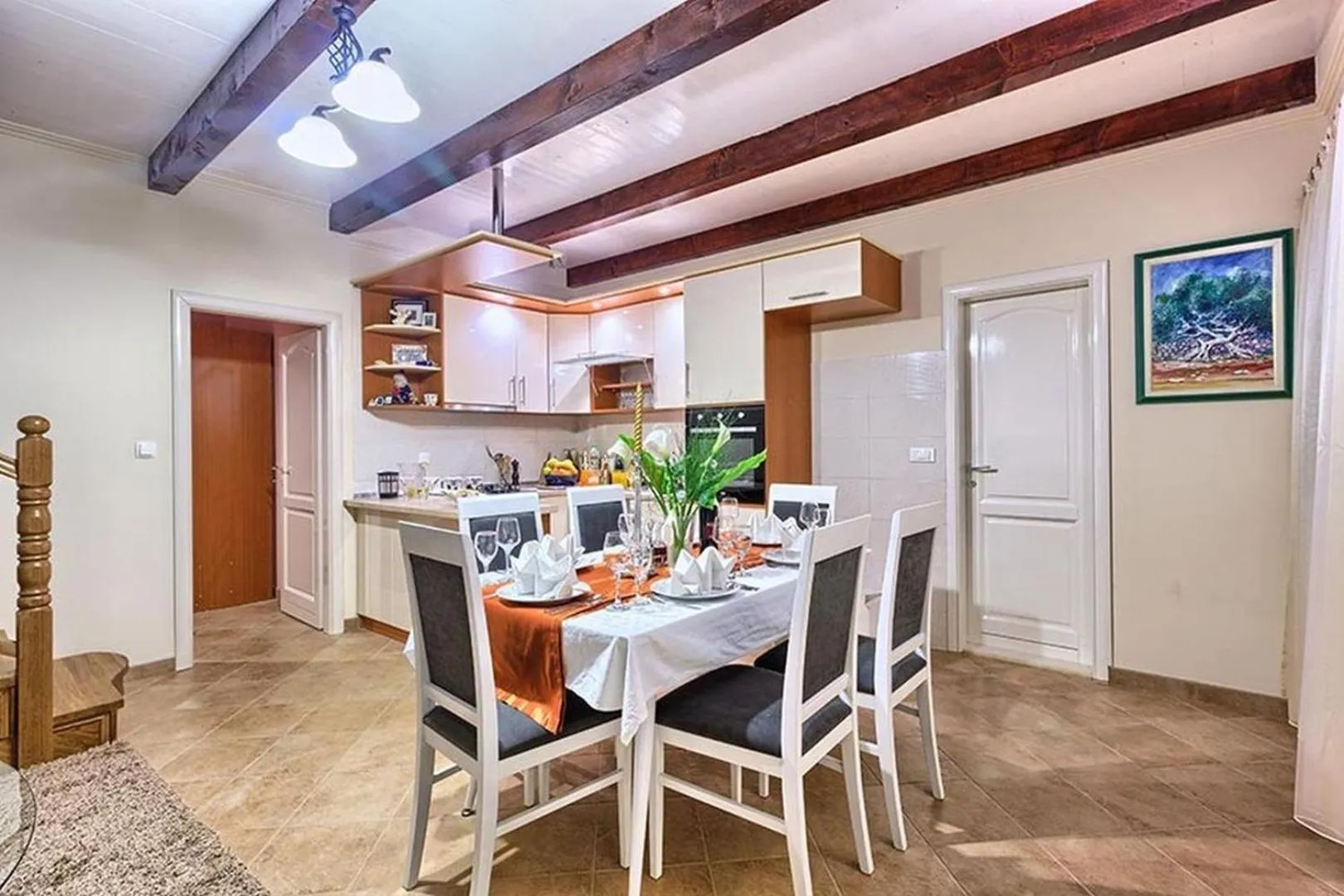 Kitchen or kitchenette in Luxury Beachfront Villa Dalmatino Trogir with private pool right at the beach in Okrug Gornji - Ciovo