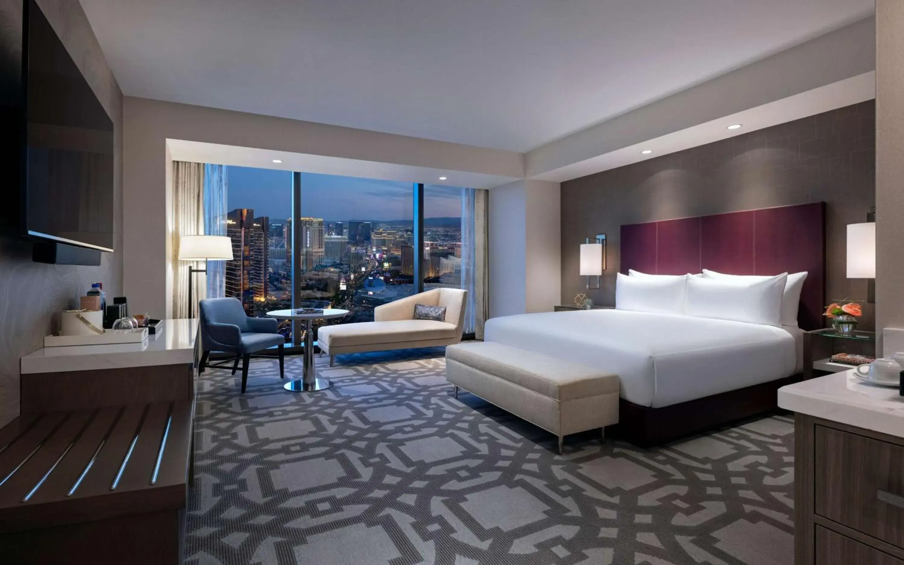 Superior King Room with Strip View and Roll-in Shower - Mobility Accessible in Crockfords Las Vegas, LXR Hotels & Resorts at Resorts World Superior King Room with Strip View and Roll-in Shower - Mobility Accessible in Crockfords Las Vegas, LXR Hotels & Resorts at Resorts World