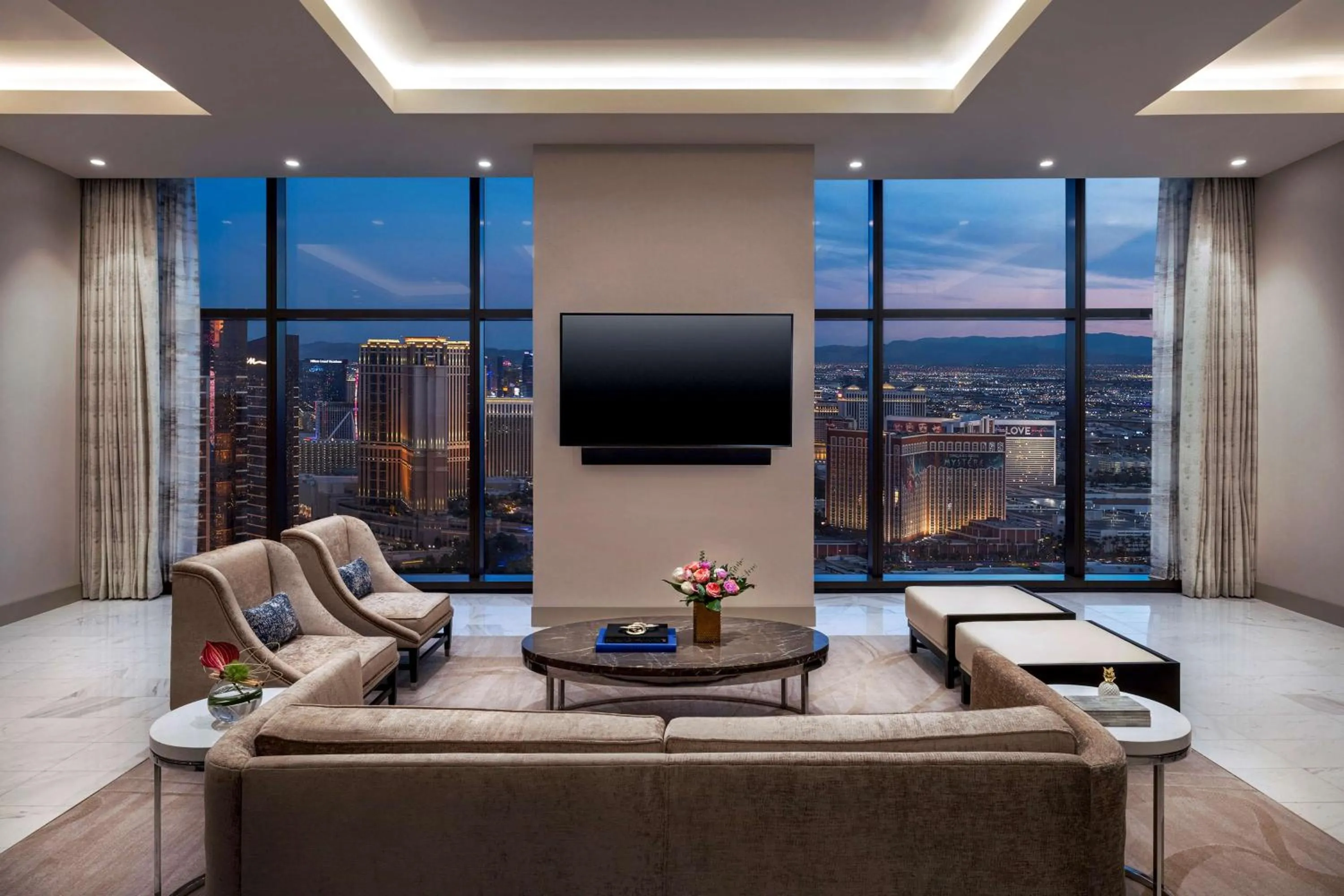 Living room in Crockfords Las Vegas, LXR Hotels & Resorts at Resorts World