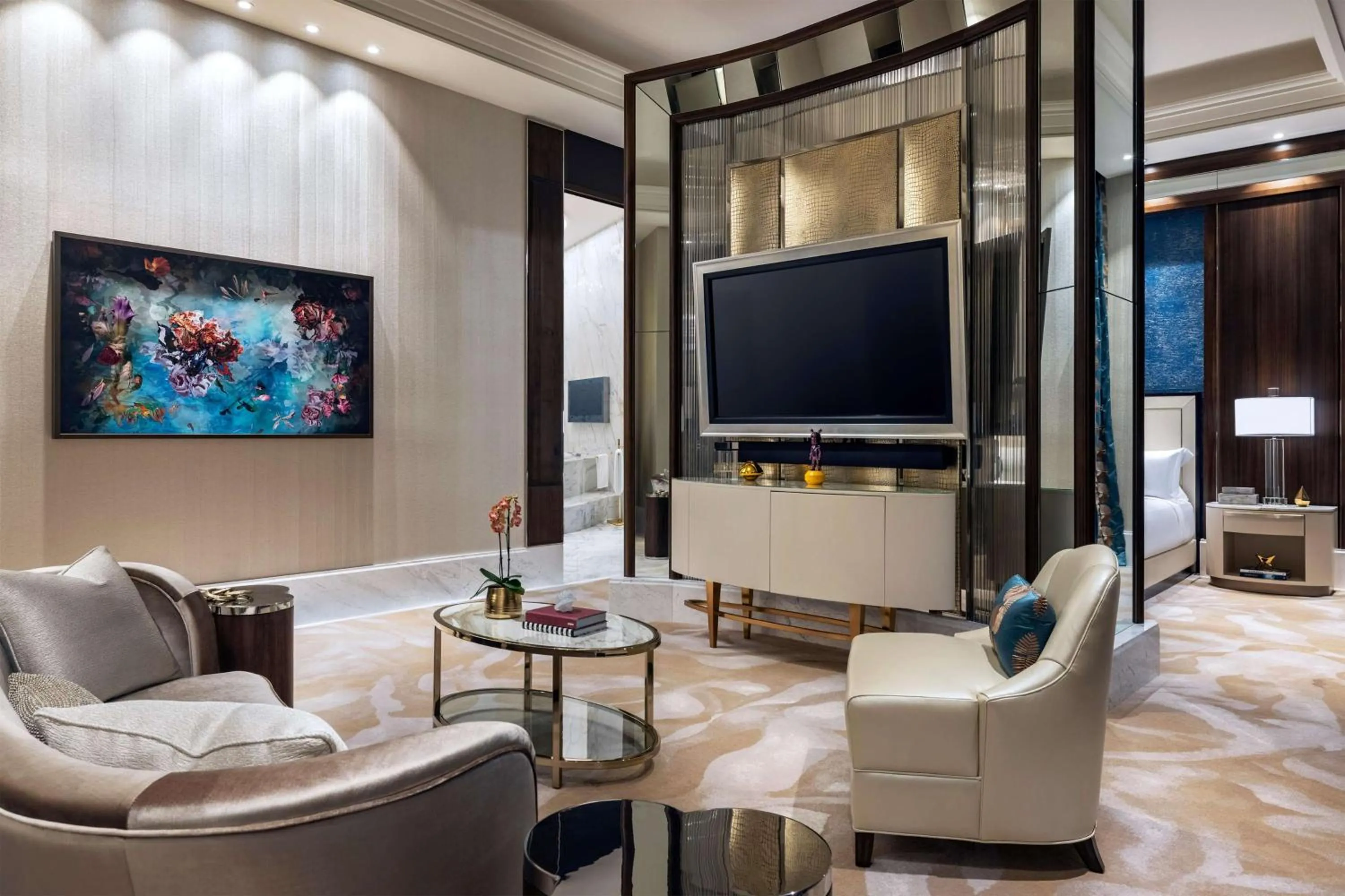 Living room in Crockfords Las Vegas, LXR Hotels & Resorts at Resorts World