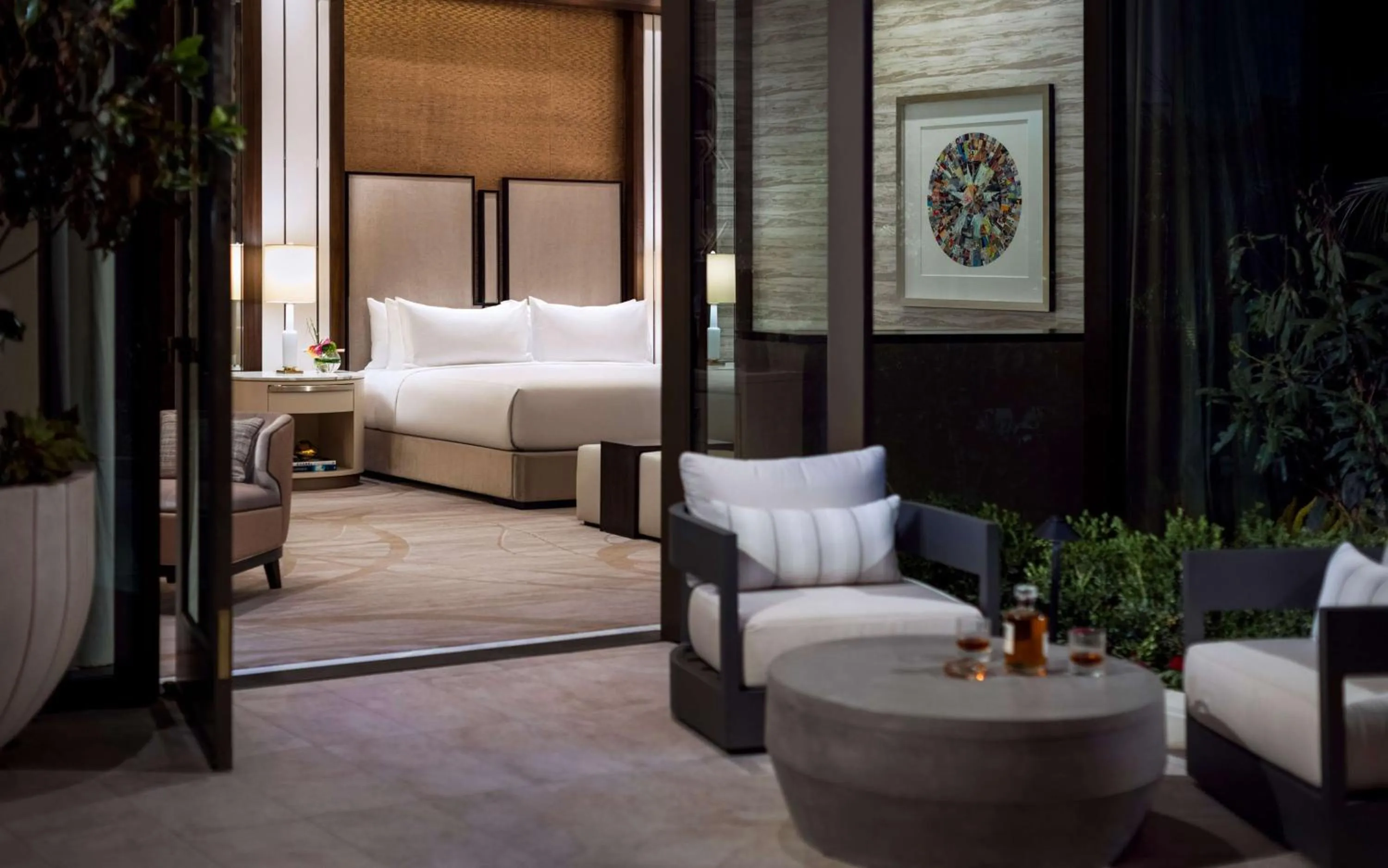 View (from property/room), Bed in Crockfords Las Vegas, LXR Hotels & Resorts at Resorts World