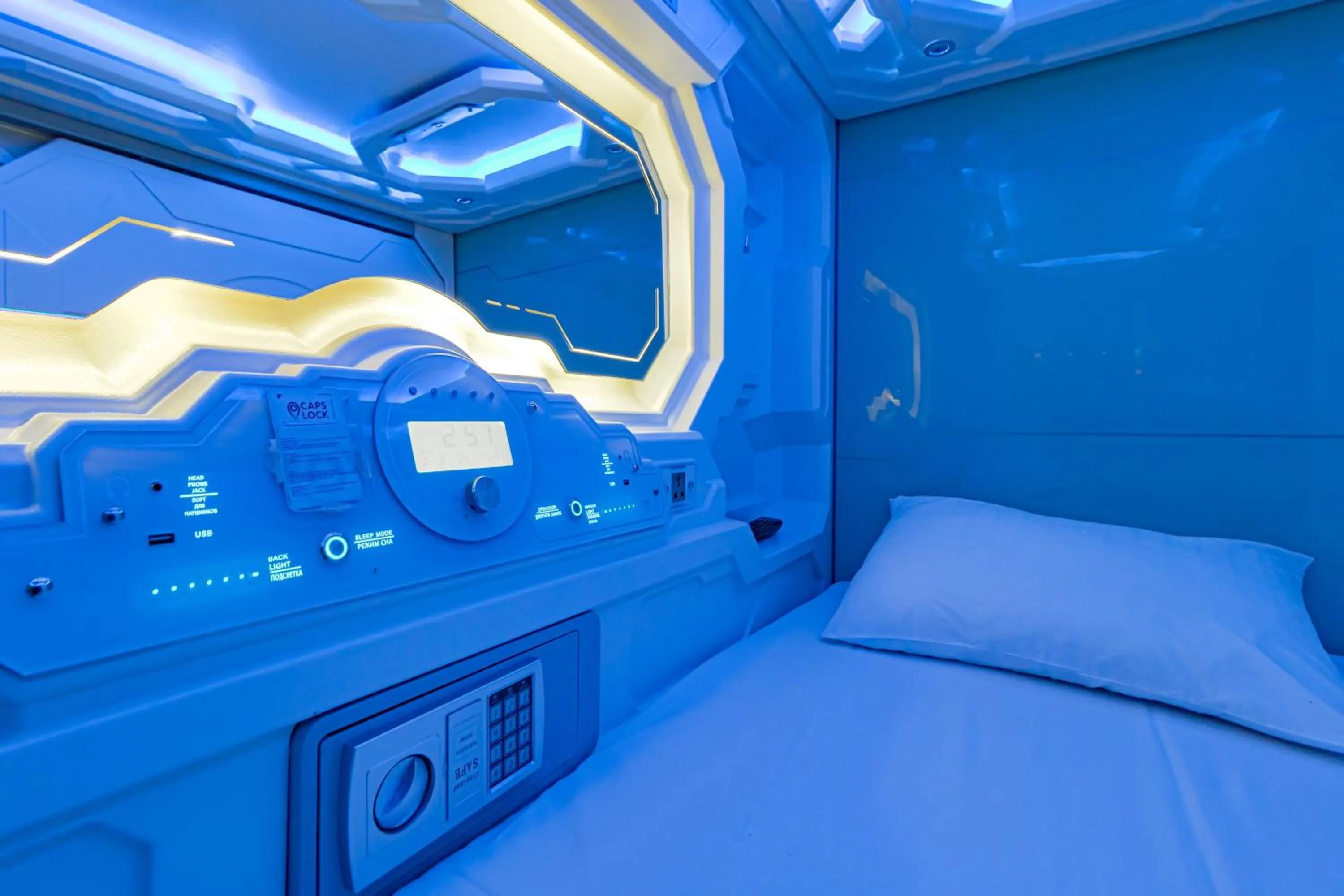 Bed in CAPS LOCK Future Hotel