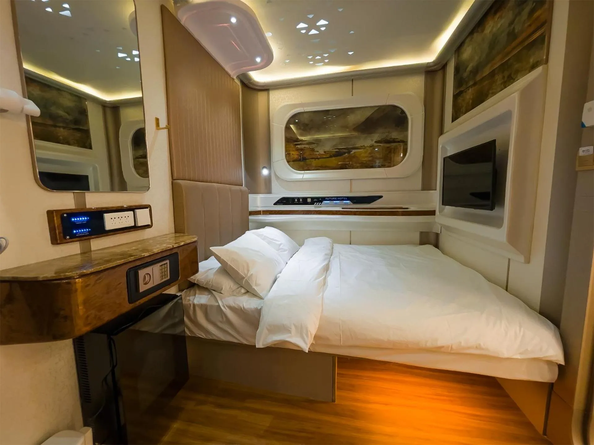 Bed in CAPS LOCK Future Hotel