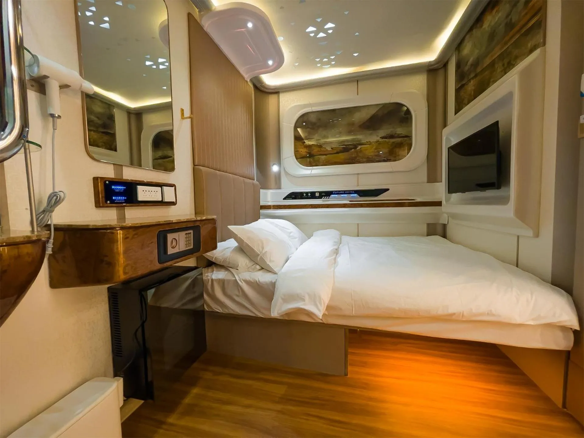 Bed in CAPS LOCK Future Hotel