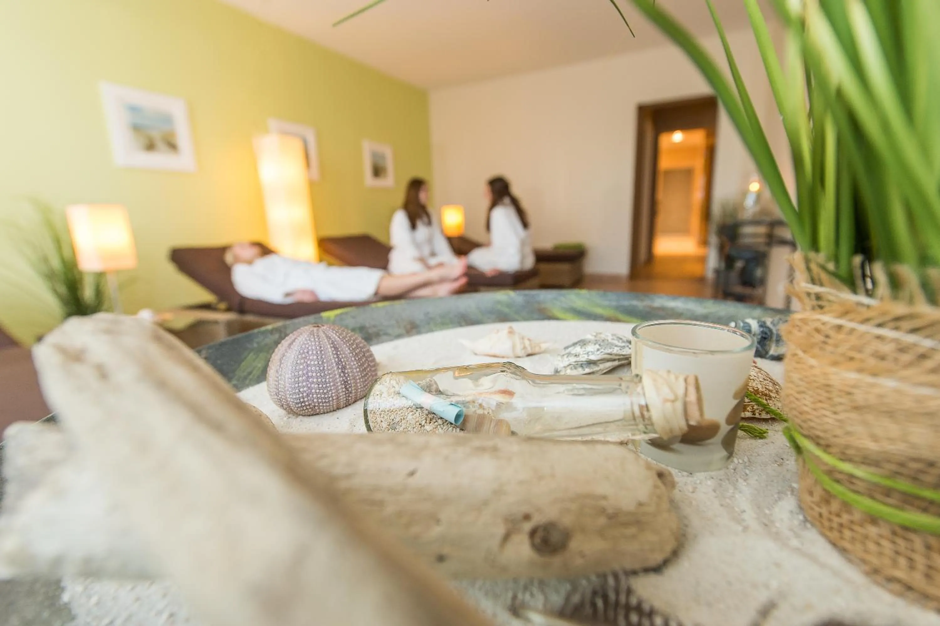Sauna, Bed in Hotel Muschelgrund