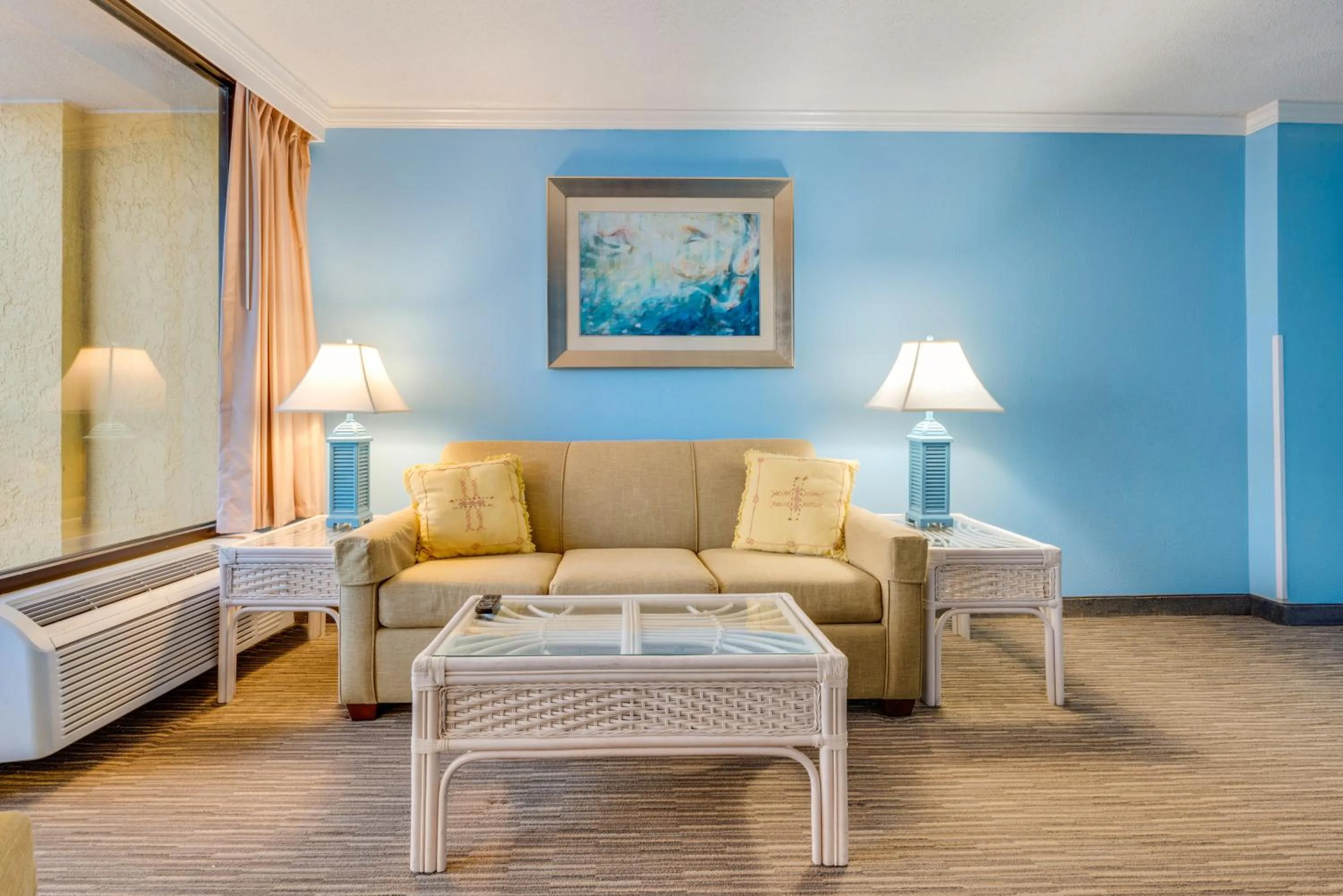 Living room in Direct oceanfront, separate bedroom condo, 9th floor, unbelievable views!