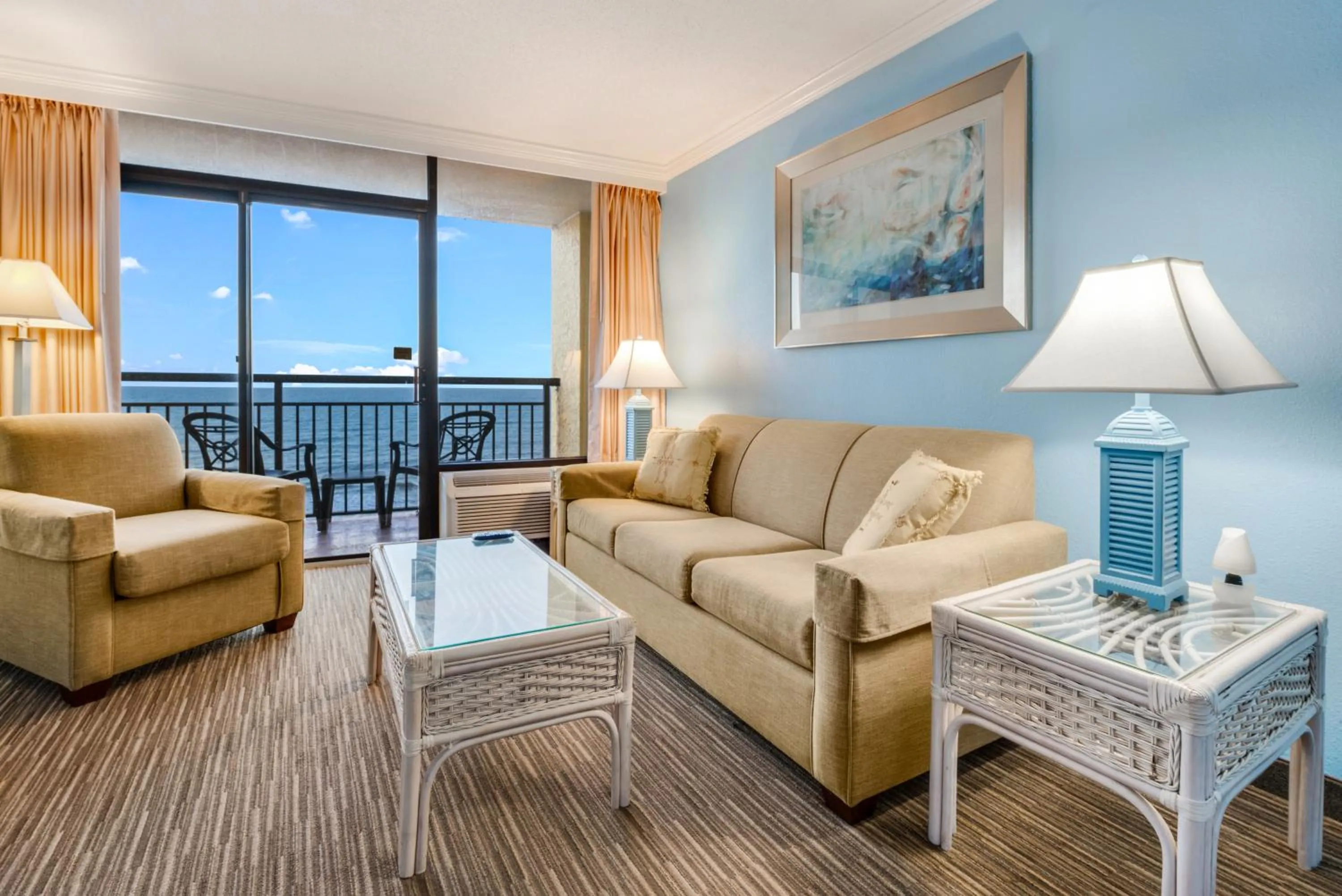 Living room in Direct oceanfront, separate bedroom condo, 9th floor, unbelievable views!