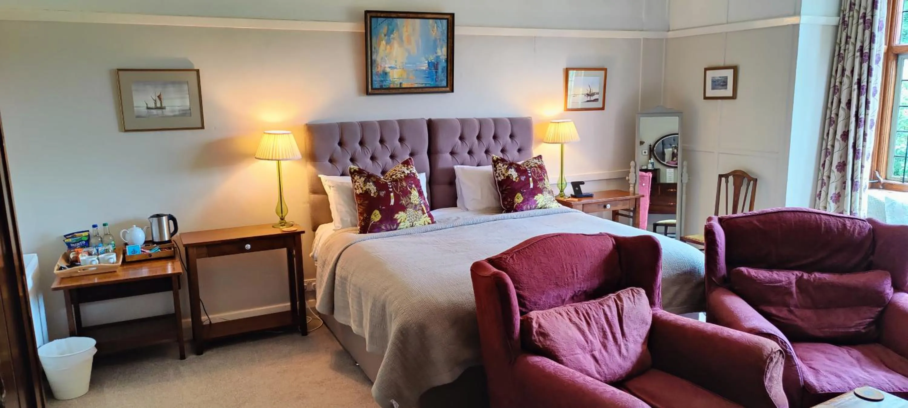 Bedroom, Bed in Luxury Bed And Breakfast at Bossington Hall in Exmoor, Somerset