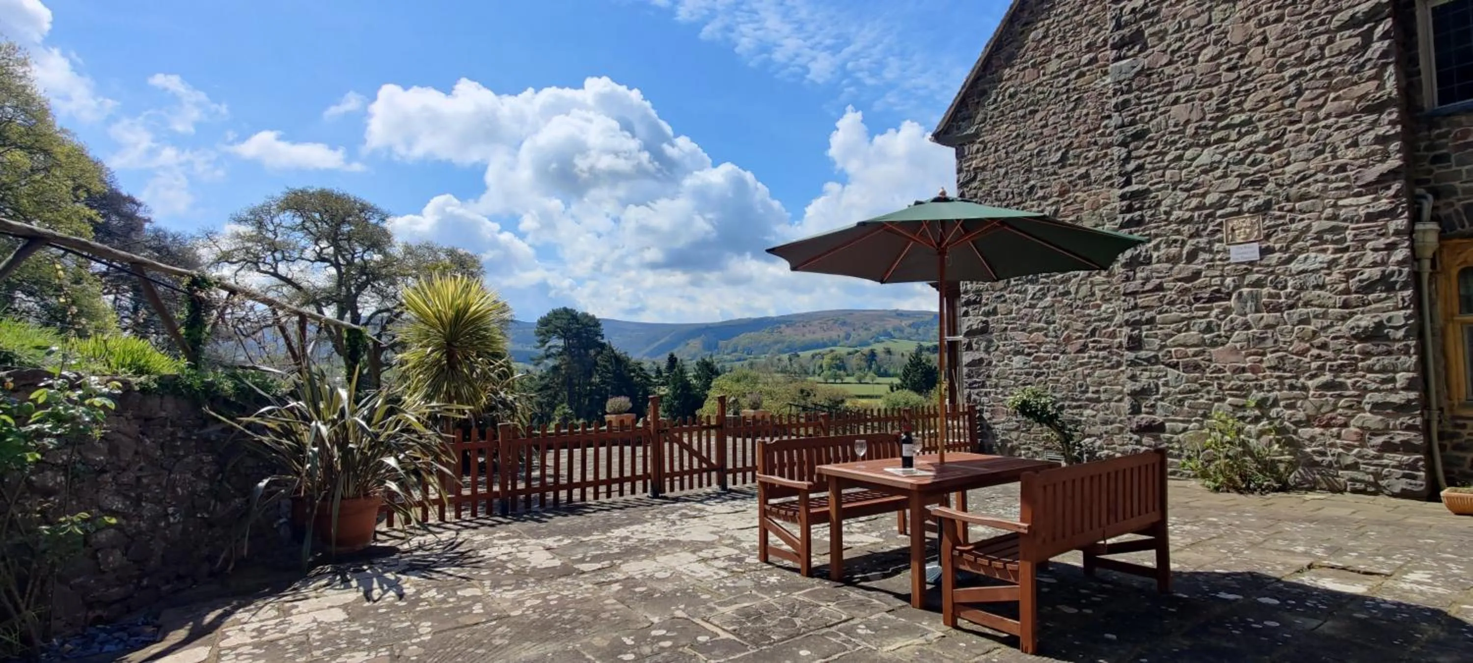 Patio in Luxury Bed And Breakfast at Bossington Hall in Exmoor, Somerset
