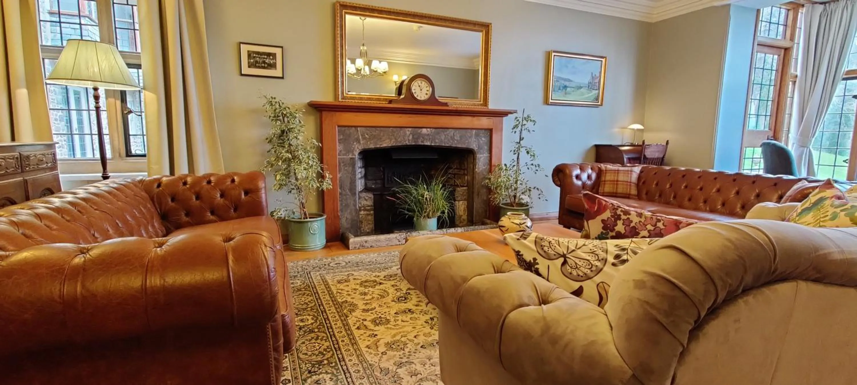 Communal lounge/ TV room in Luxury Bed And Breakfast at Bossington Hall in Exmoor, Somerset