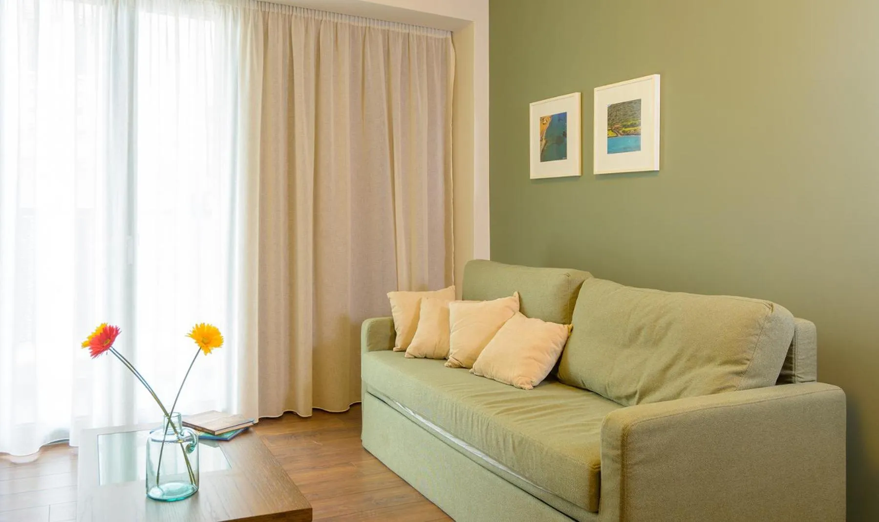 Seating area in Elounda Colour Apartments