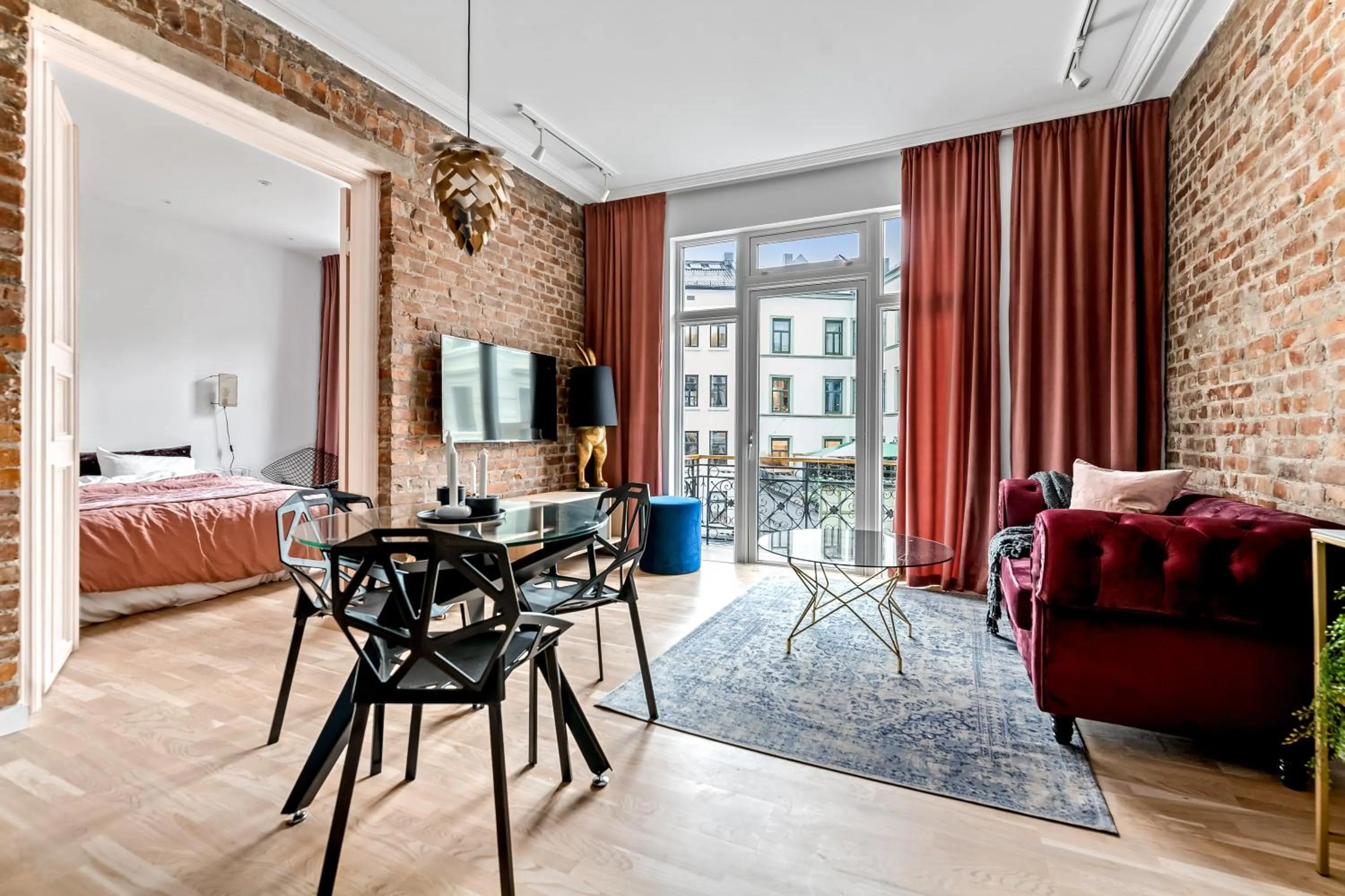 Living room, Bed in BJØRVIKA APARTMENTS - Solli