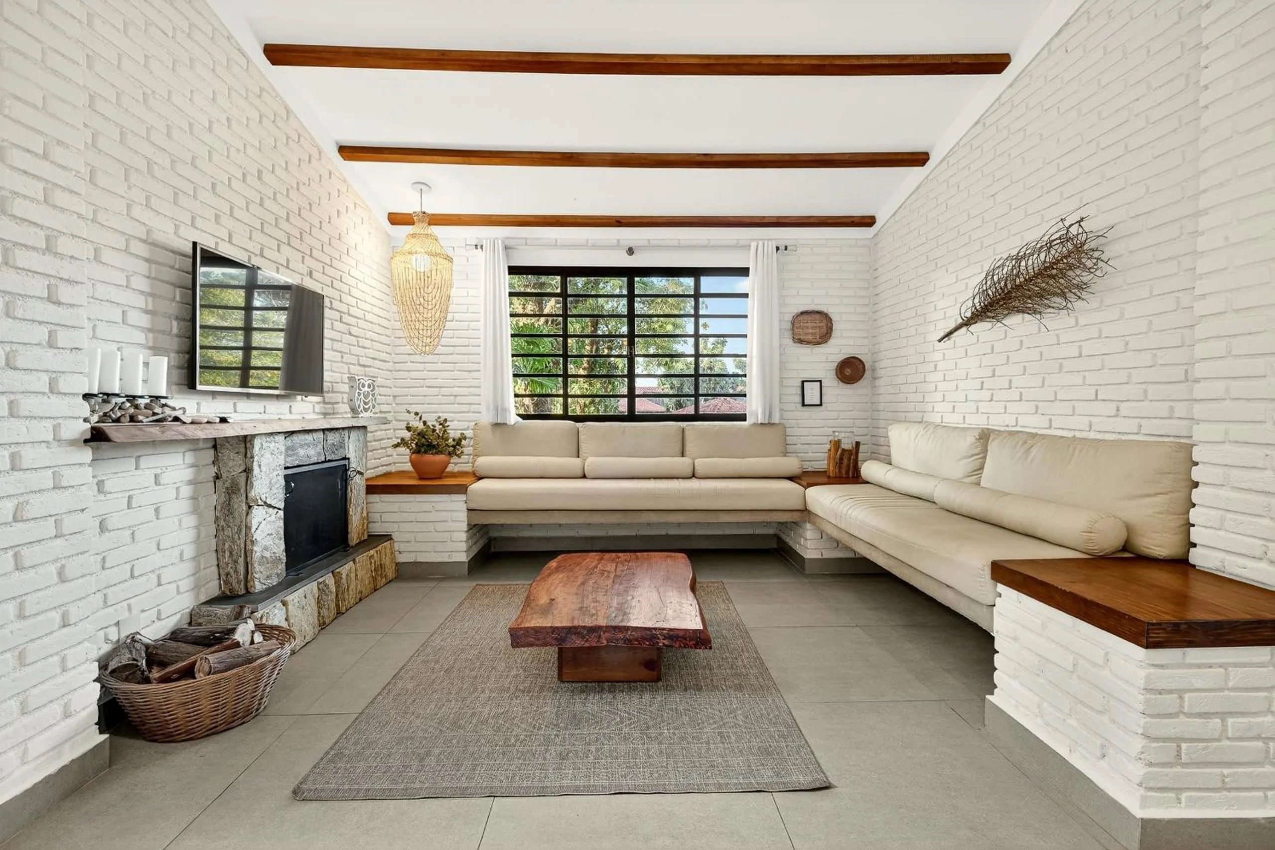 fireplace in Grinbergs Village Hotel