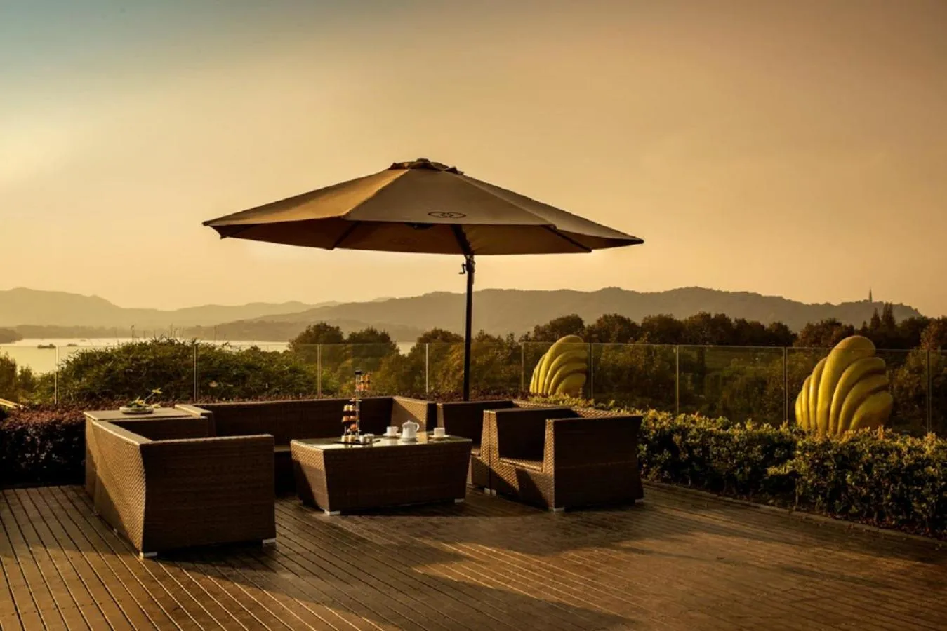 Balcony/Terrace in Sofitel Hangzhou Westlake - Few steps to West Lake, with panoramic lake view terrace