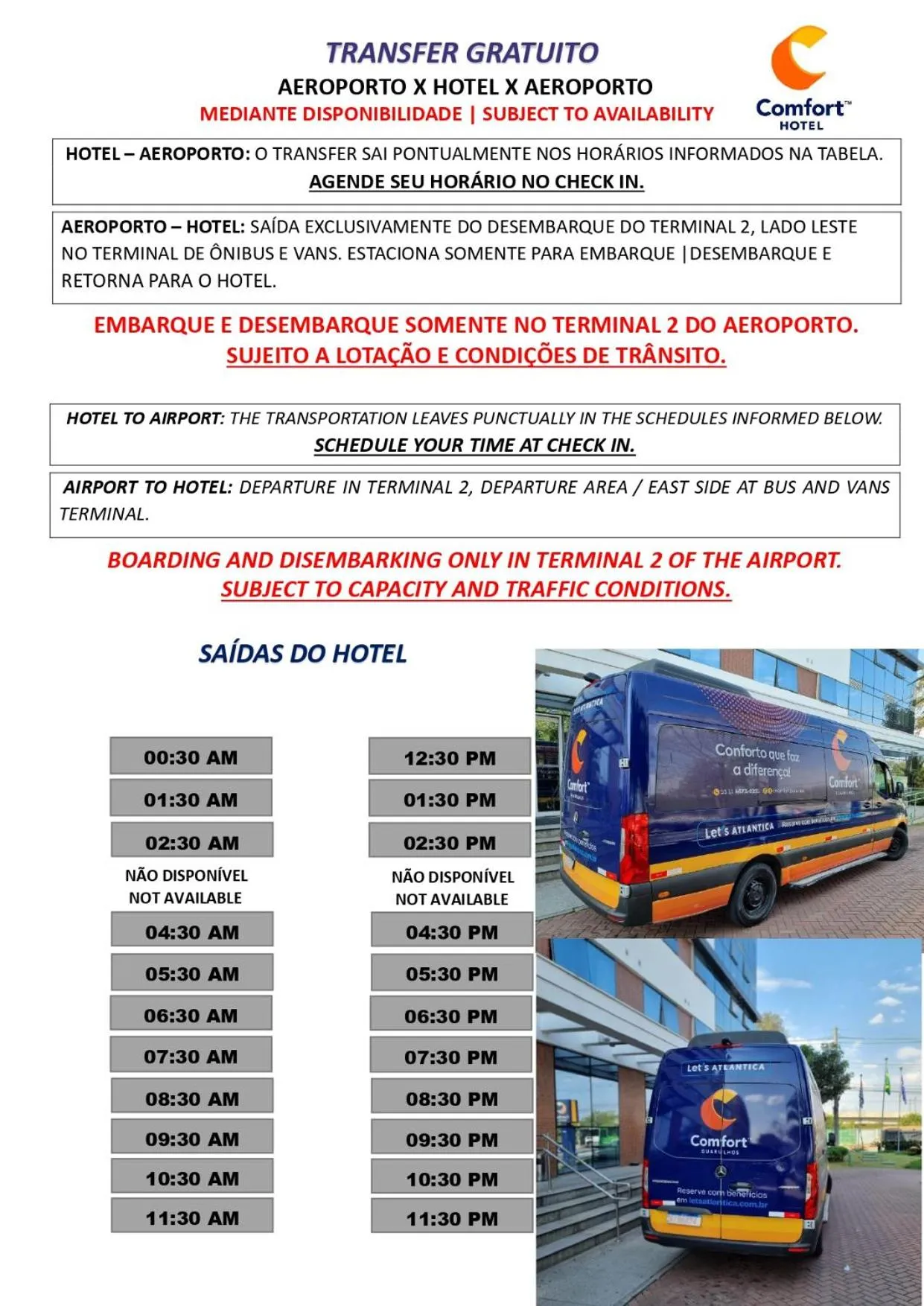 shuttle in Comfort Hotel Guarulhos Aeroporto