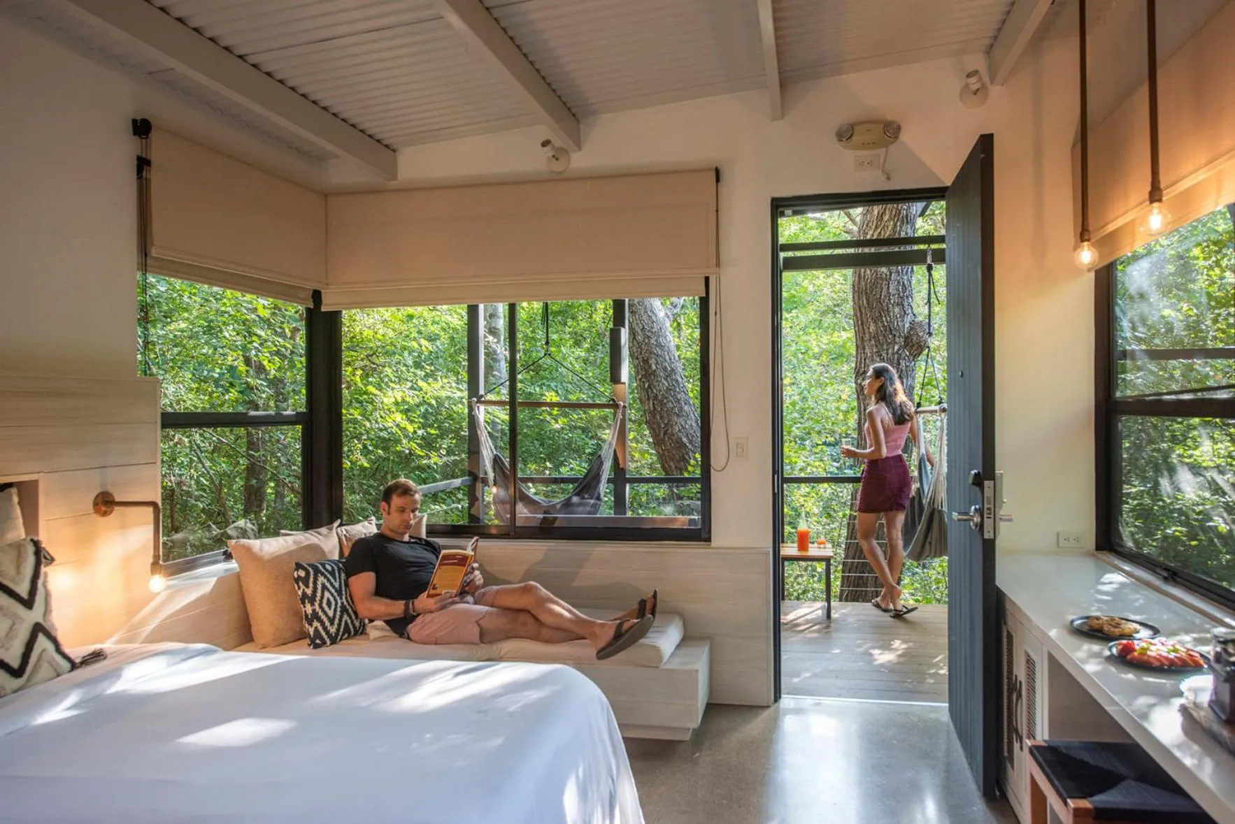 People, Bed in Rio Perdido Hotel & Thermal River