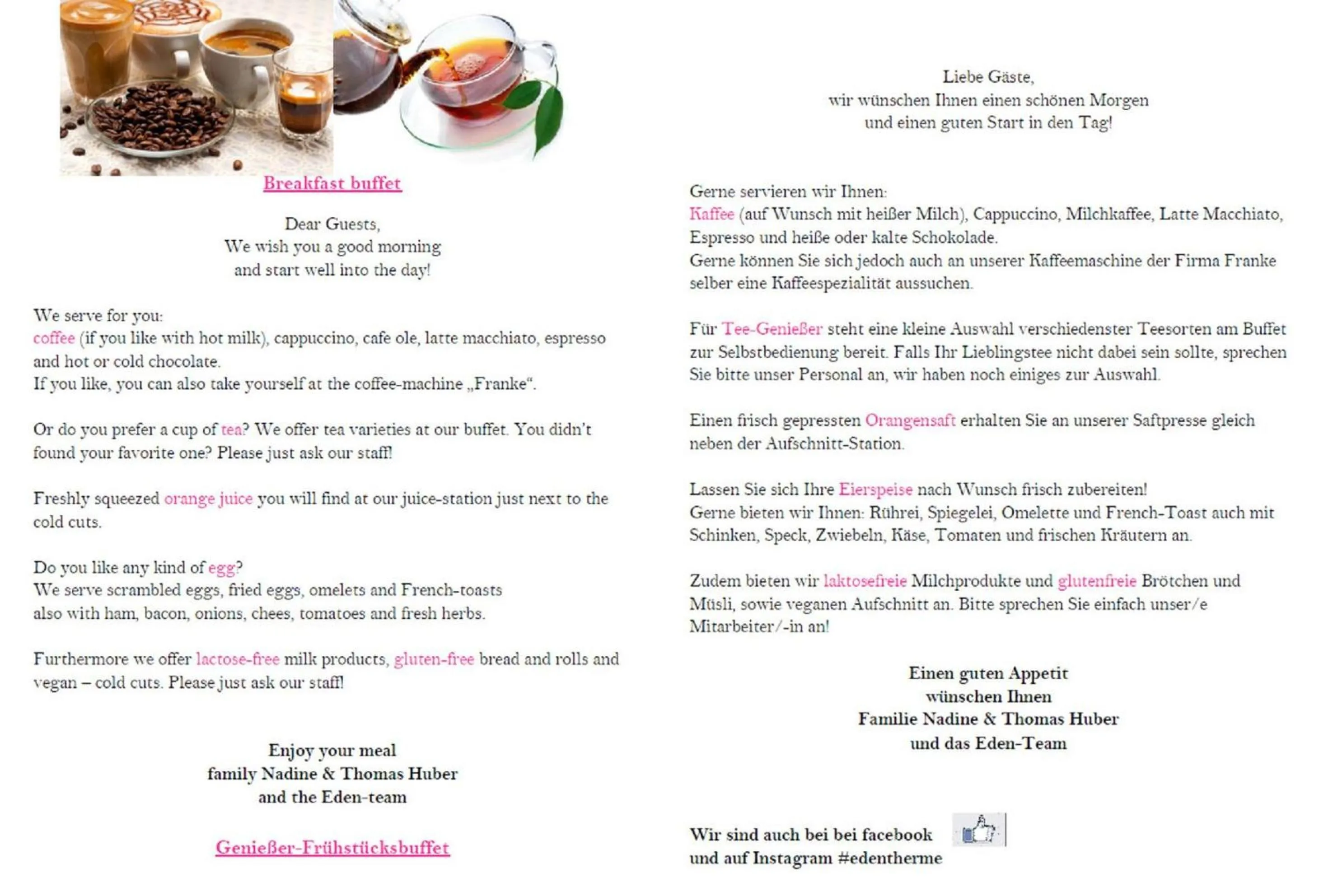 Restaurant/places to eat in Eden Hotel