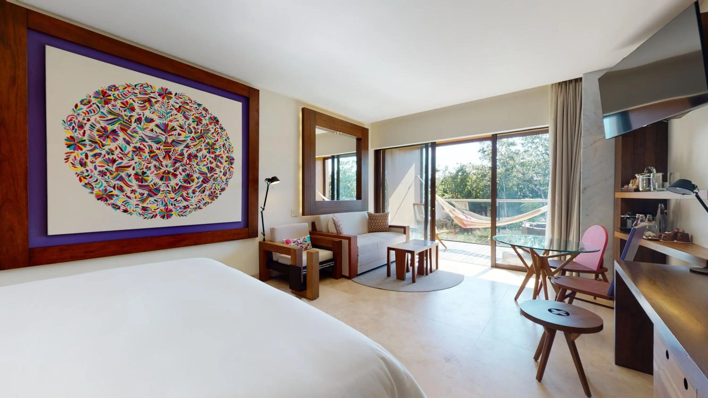 Balcony/Terrace, Bed in Hotel Xcaret Arte - All Parks All Fun Inclusive - Adults Only