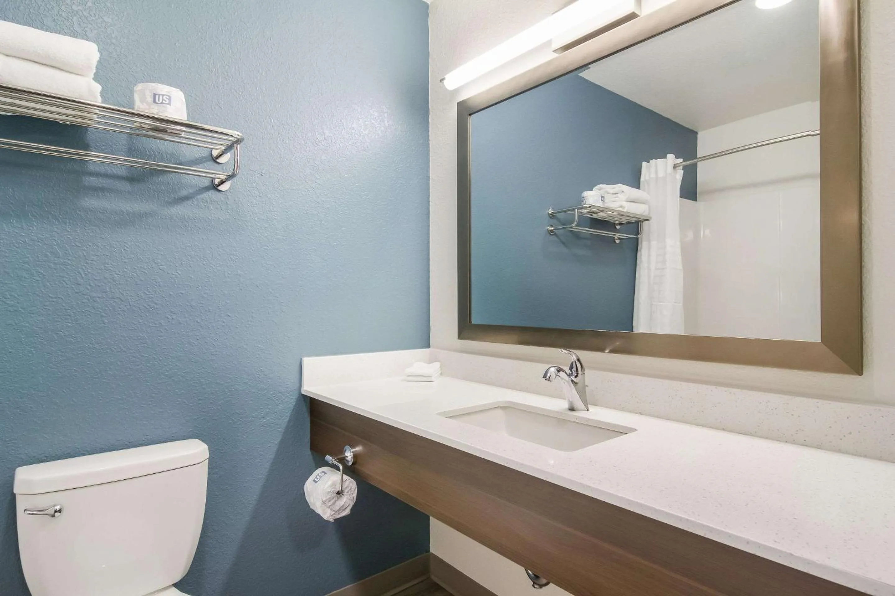 Bathroom in WoodSpring Suites Jacksonville Baymeadows