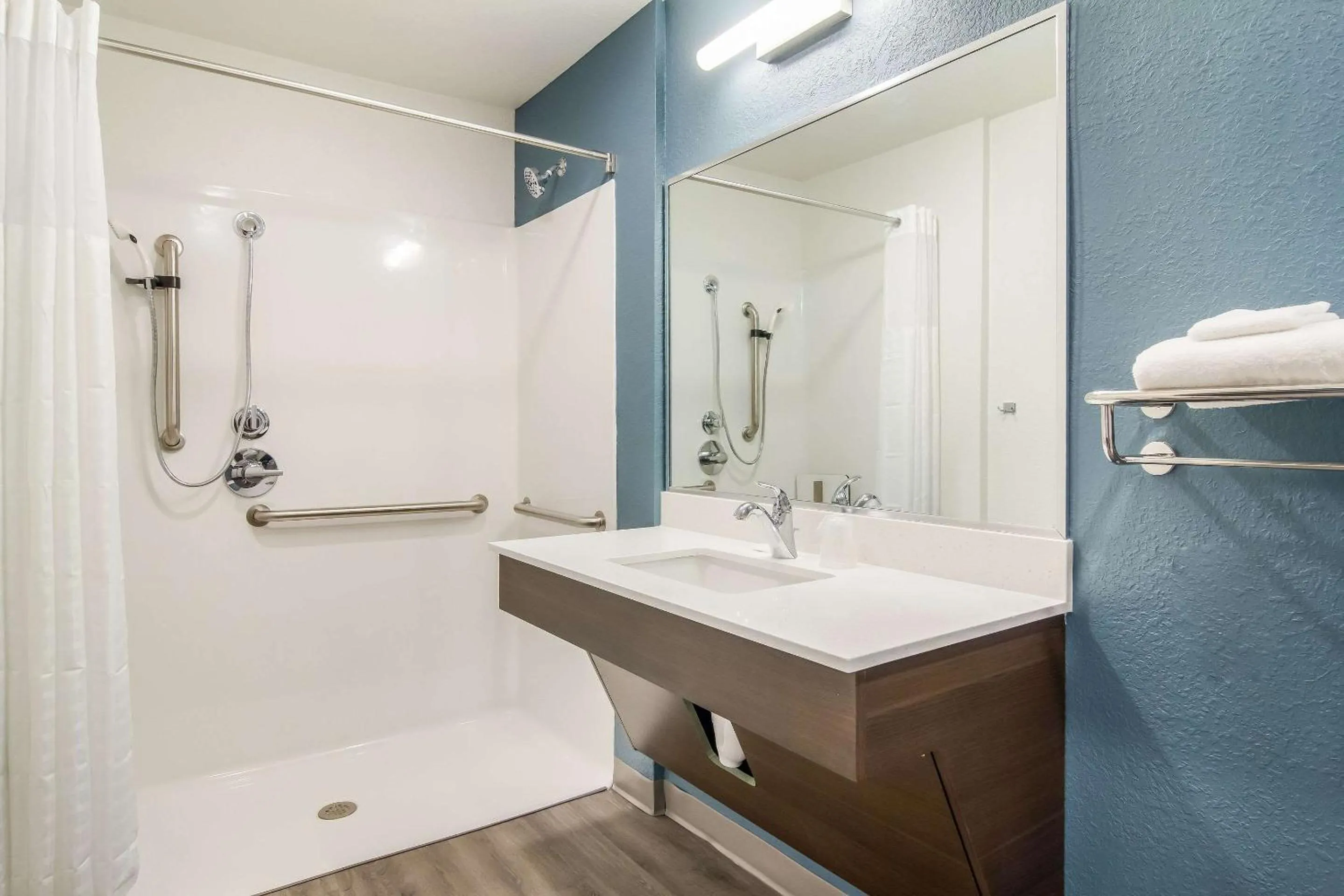Bathroom in WoodSpring Suites Jacksonville Baymeadows