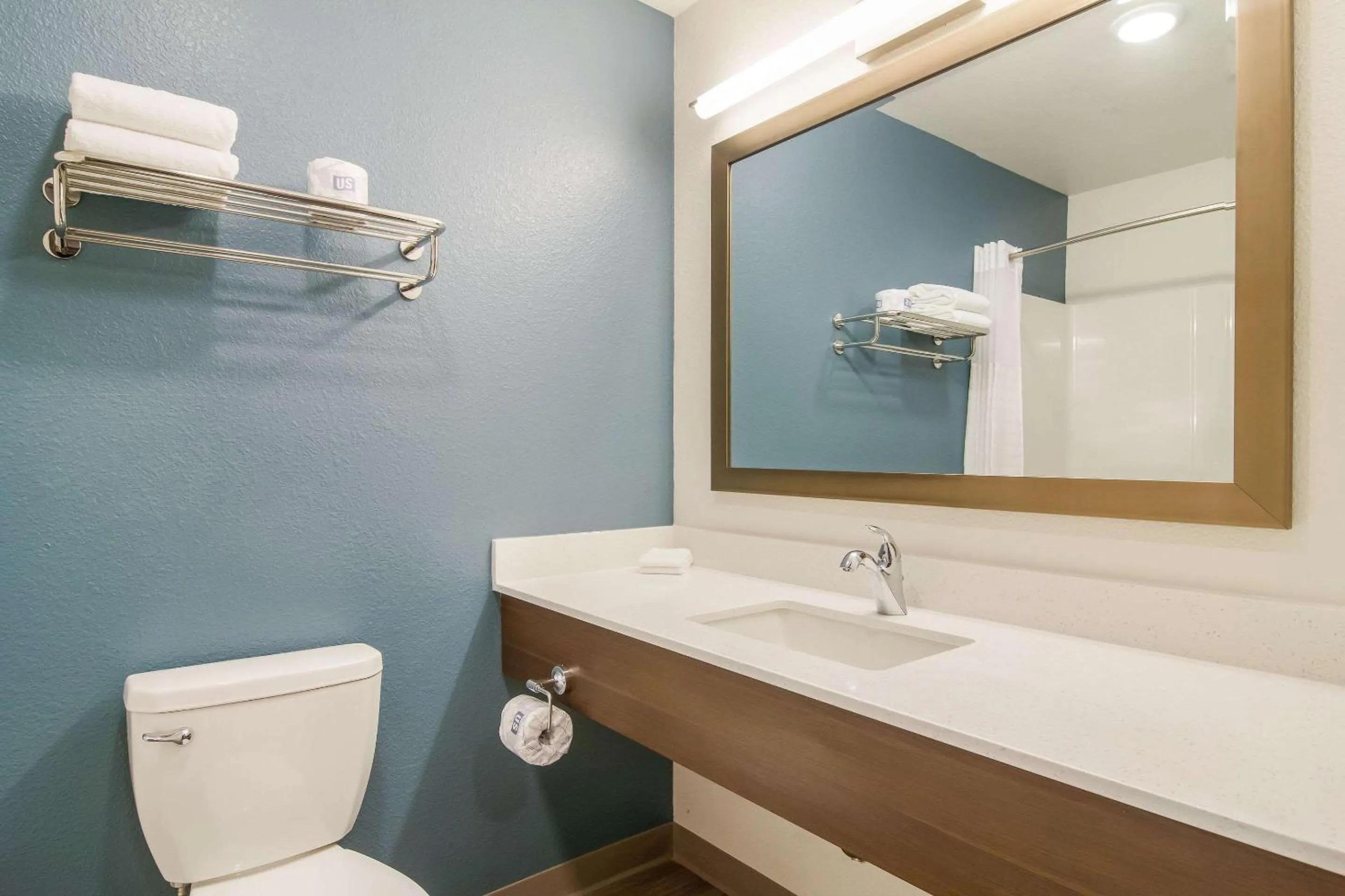 Bathroom in WoodSpring Suites Jacksonville Baymeadows