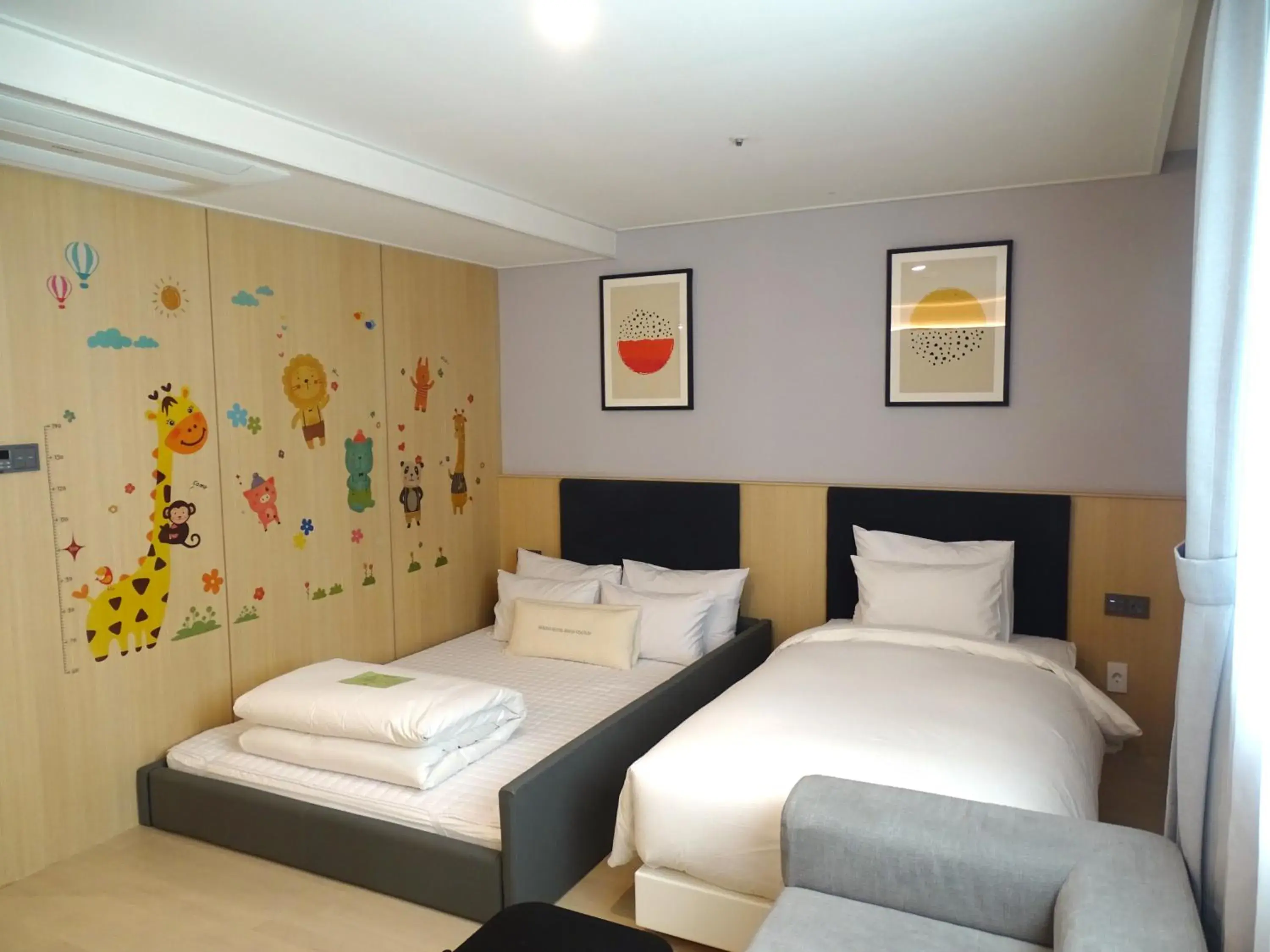 Baby Room (Fully equipped with formula warmer, bottle sterilizer, gumbo chair, low bed with bed guard, baby bathtub, toys, baby toilet seat cover, sink step stool) in Hound Hotel Busan Station Baby Room (Fully equipped with formula warmer, bottle sterilizer, gumbo chair, low bed with bed guard, baby bathtub, toys, baby toilet seat cover, sink step stool) in Hound Hotel Busan Station