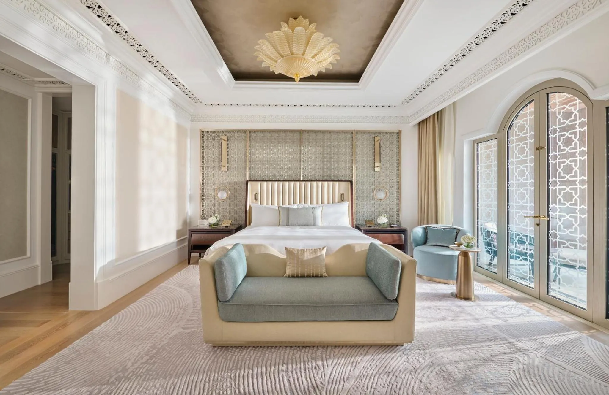 Decorative detail, Bed in Emirates Palace Mandarin Oriental, Abu Dhabi