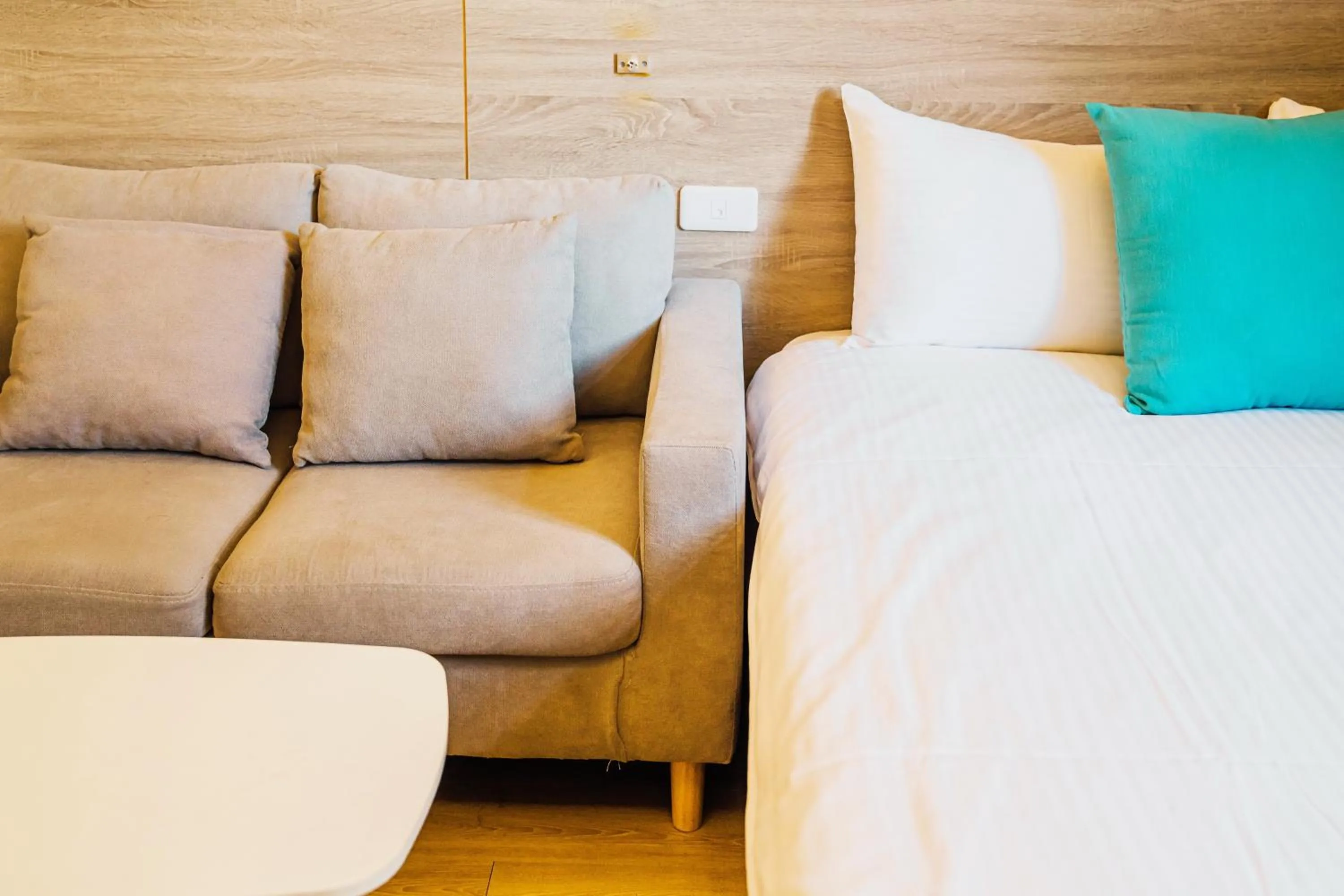 Bed in Fun Trip - Fu May Sea View Holiday house l 無敵海景交誼廳 l 附汽機車租賃 l