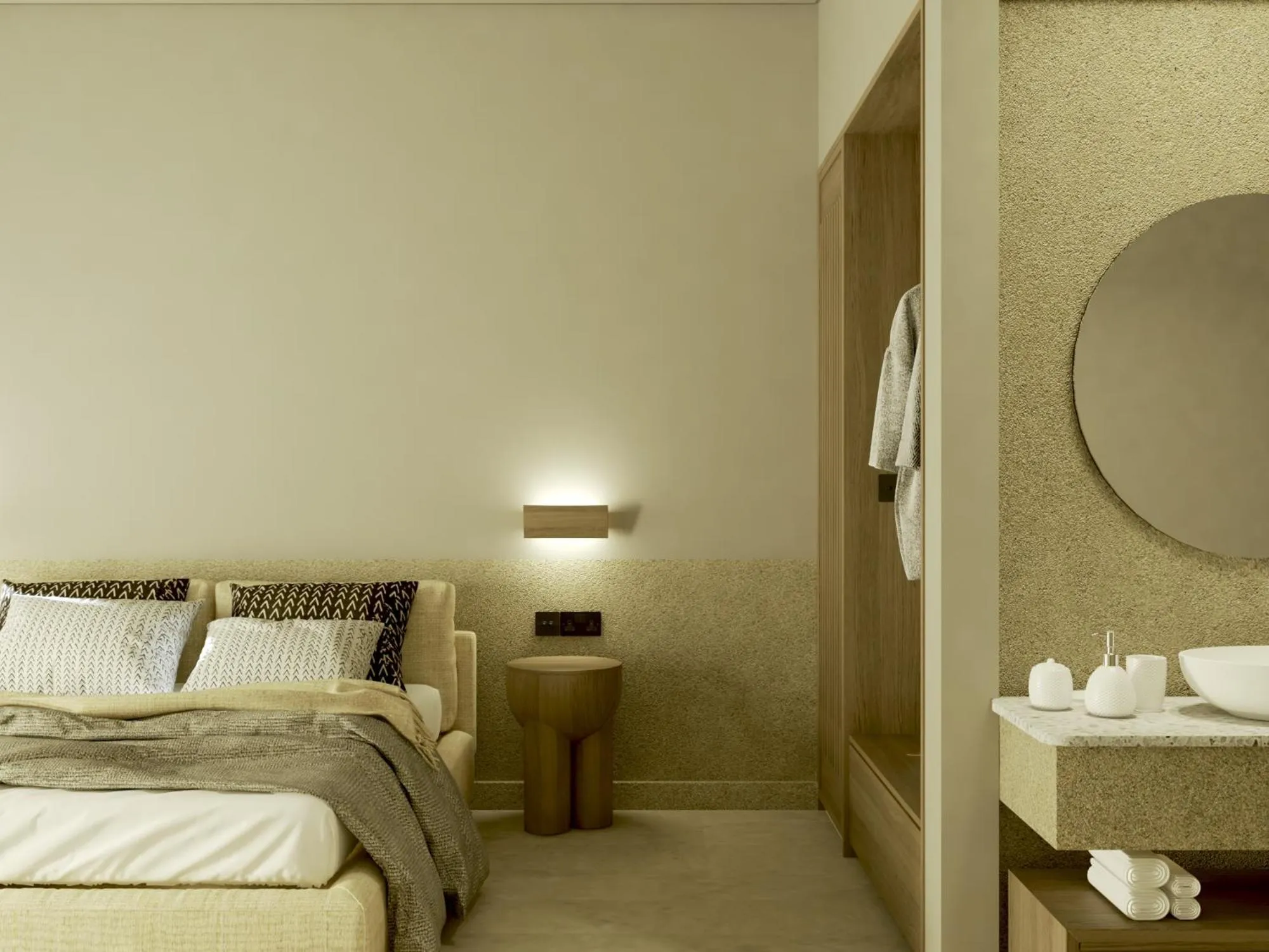 Bed in Esperides Beach Hotel Apartments