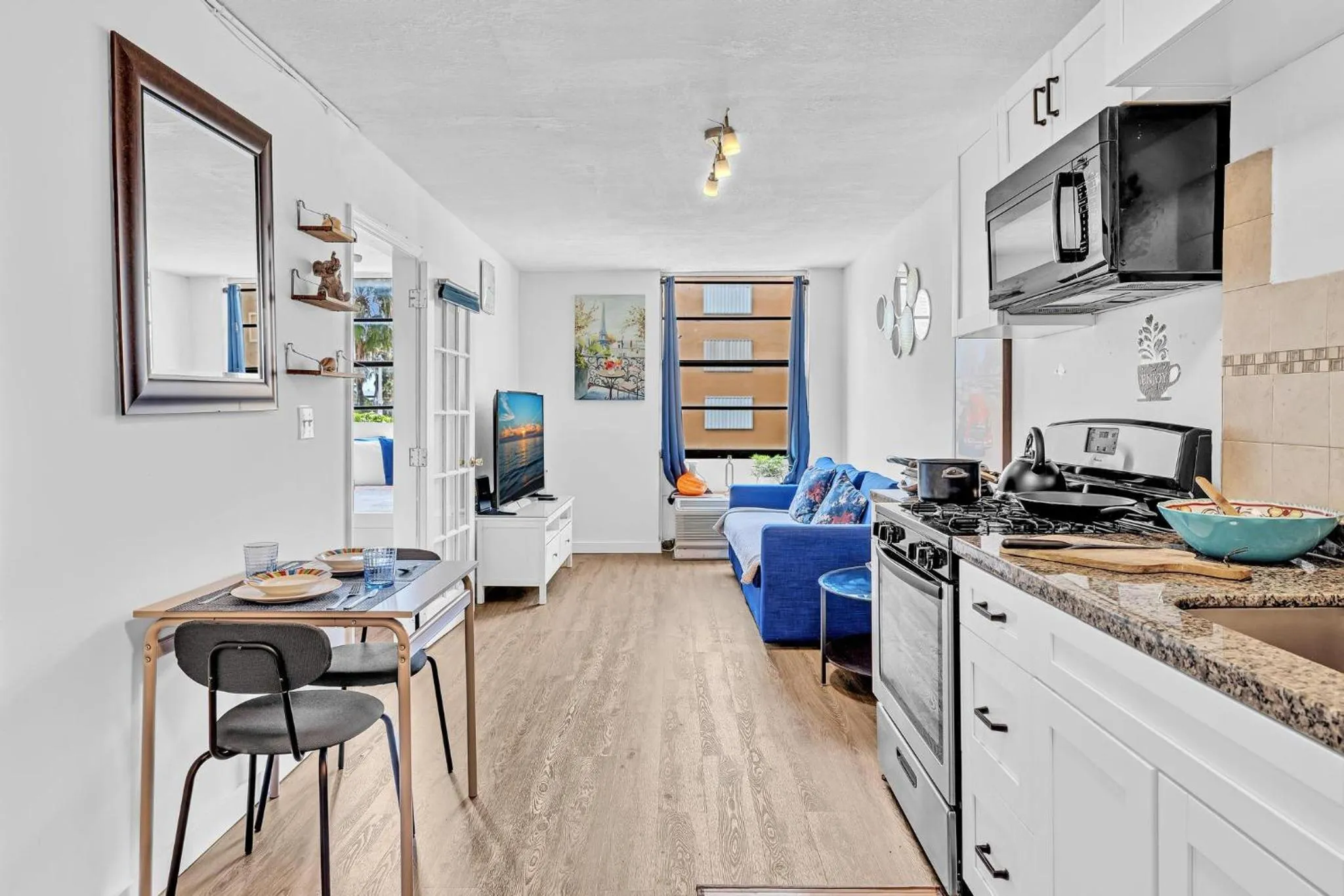 Living room in 1 bedroom in the BEST location in South Beach !