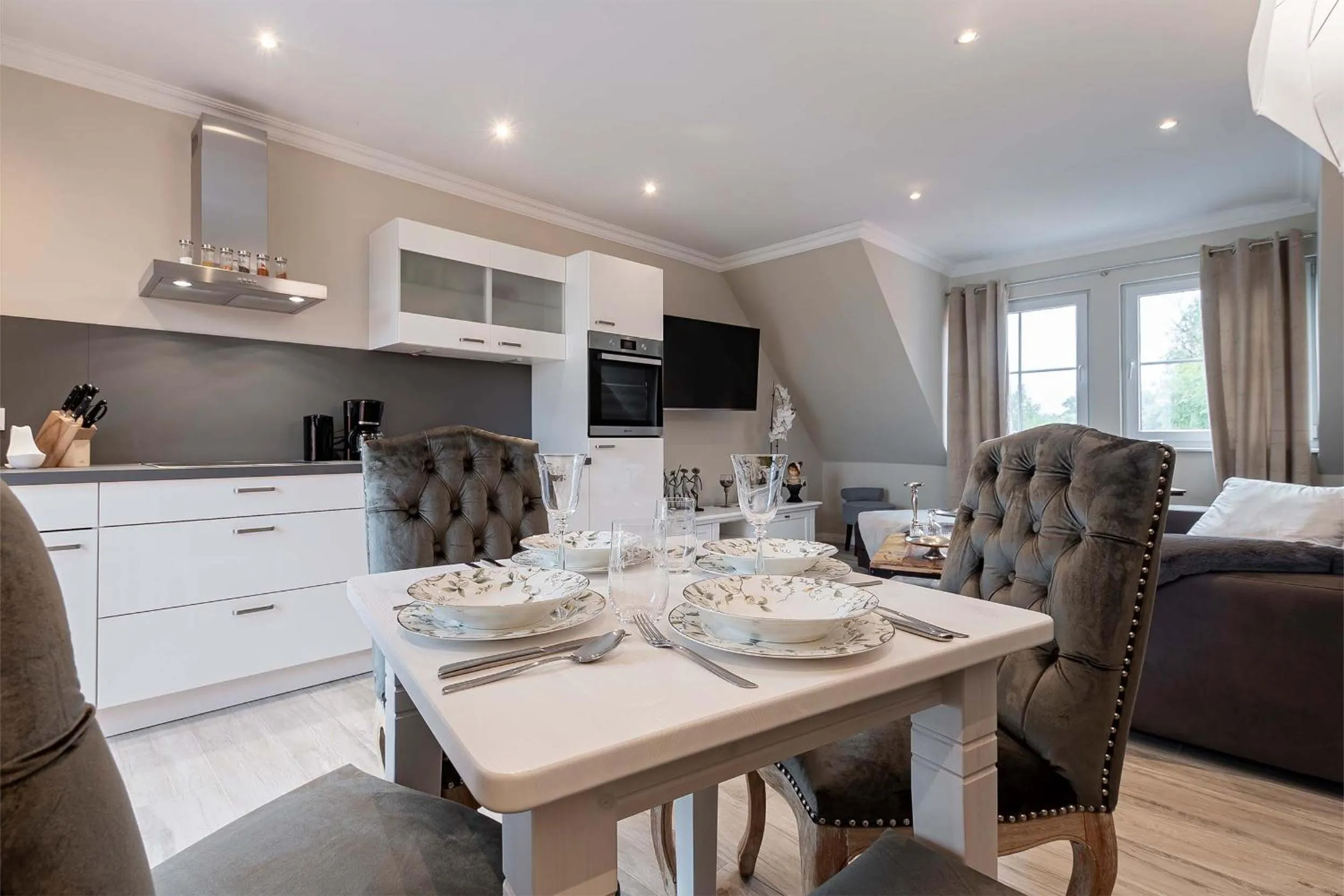 Kitchen or kitchenette in Luxus Resort Rügen Residenz Kubitzer Bodden