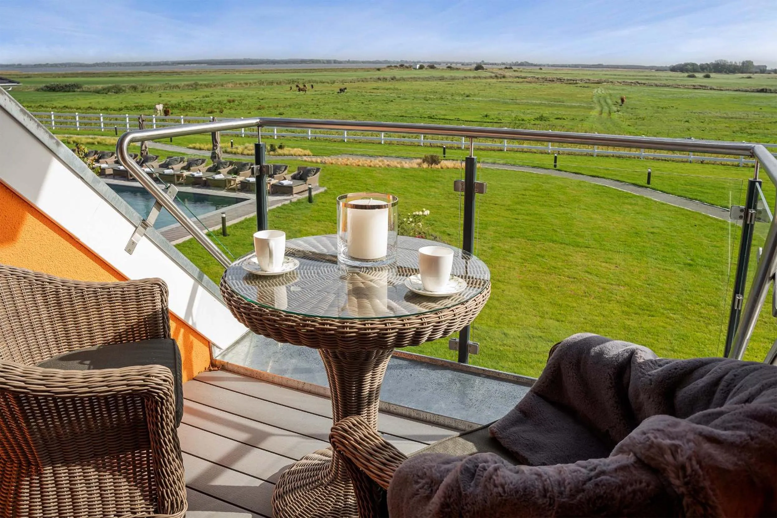 Balcony/Terrace in Luxus Resort Rügen Residenz Kubitzer Bodden