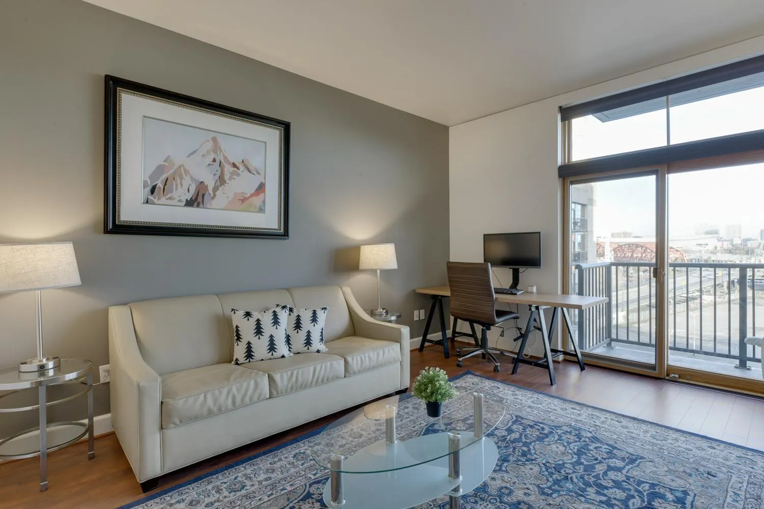 Living room in Renu Suites at The Burlington Portland