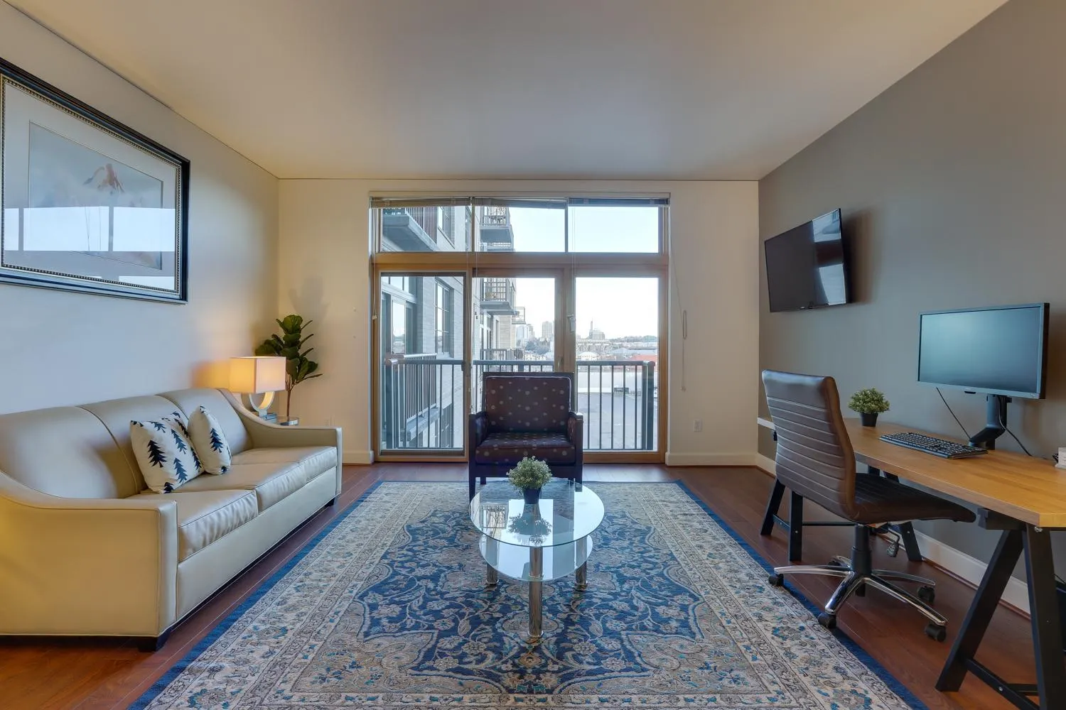 Living room in Renu Suites at The Burlington Portland