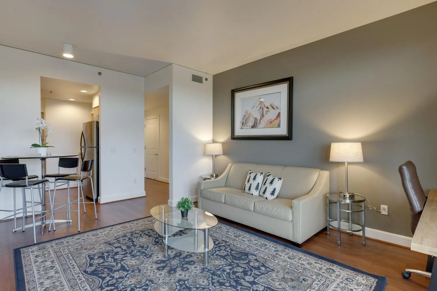 Living room in Renu Suites at The Burlington Portland