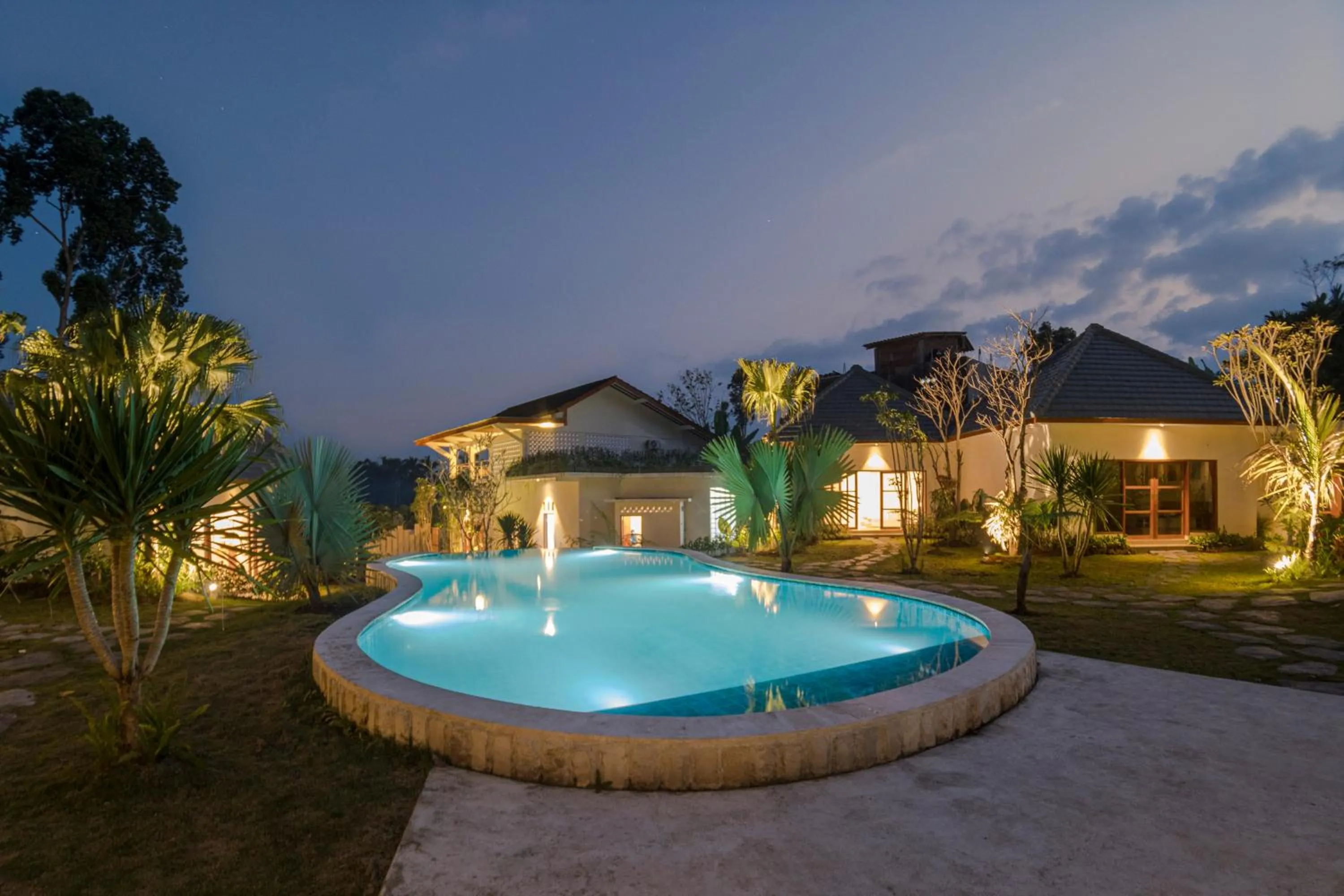 Pool view in Artha Cottages