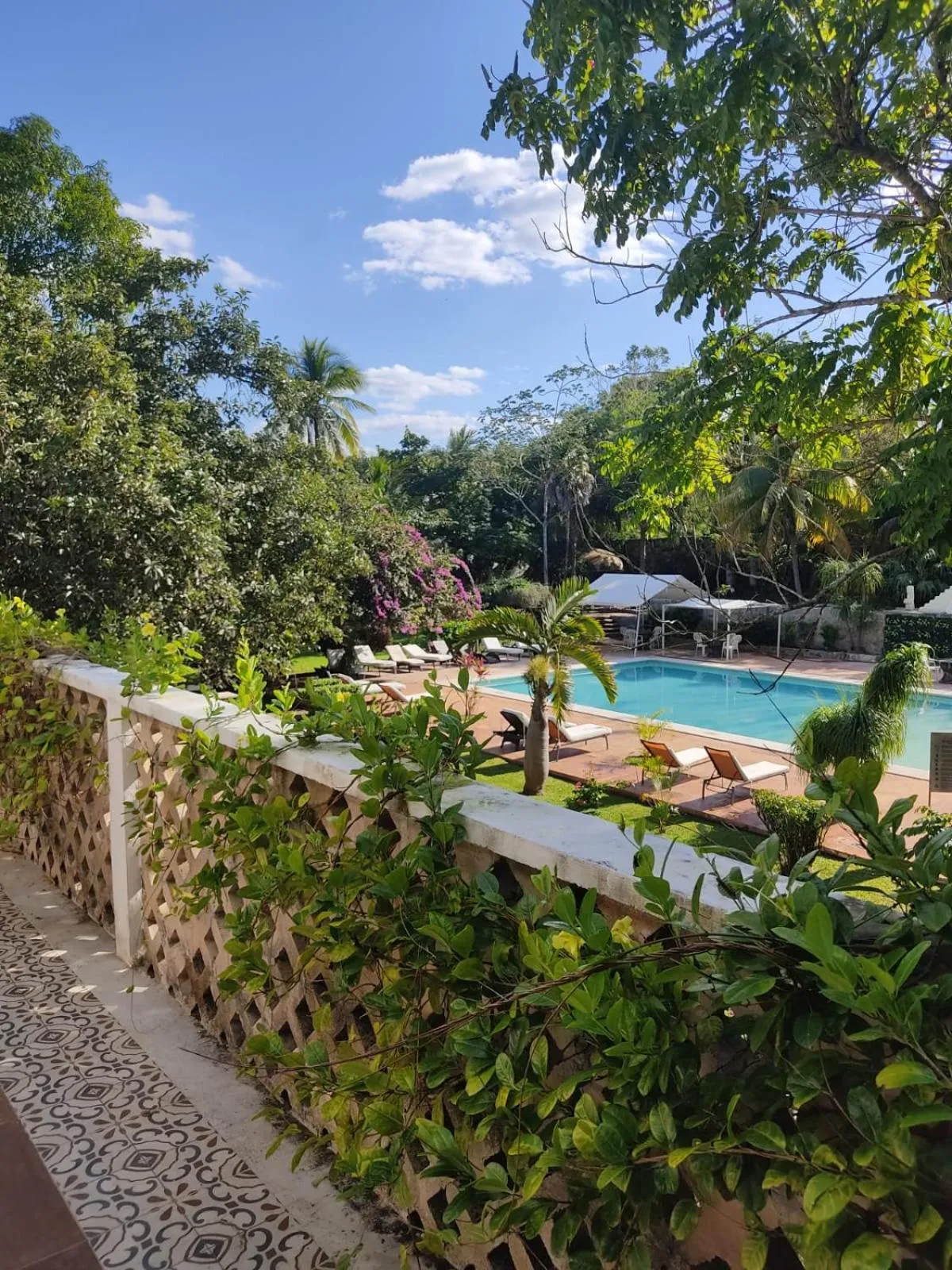 Pool view in Hotel Puerta Chichen