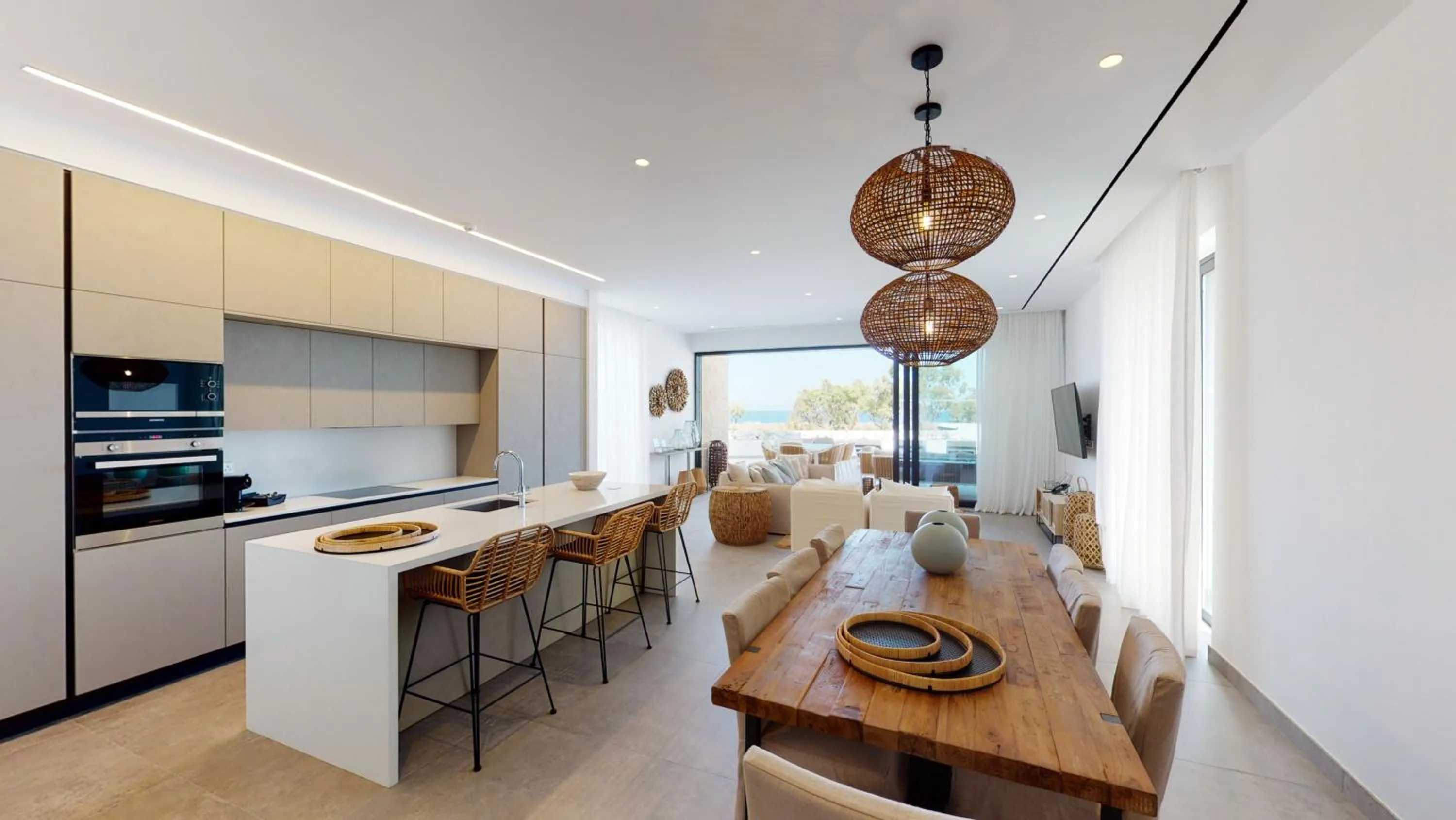 Kitchen or kitchenette in Periyiali Konnos Villas Beach Resort