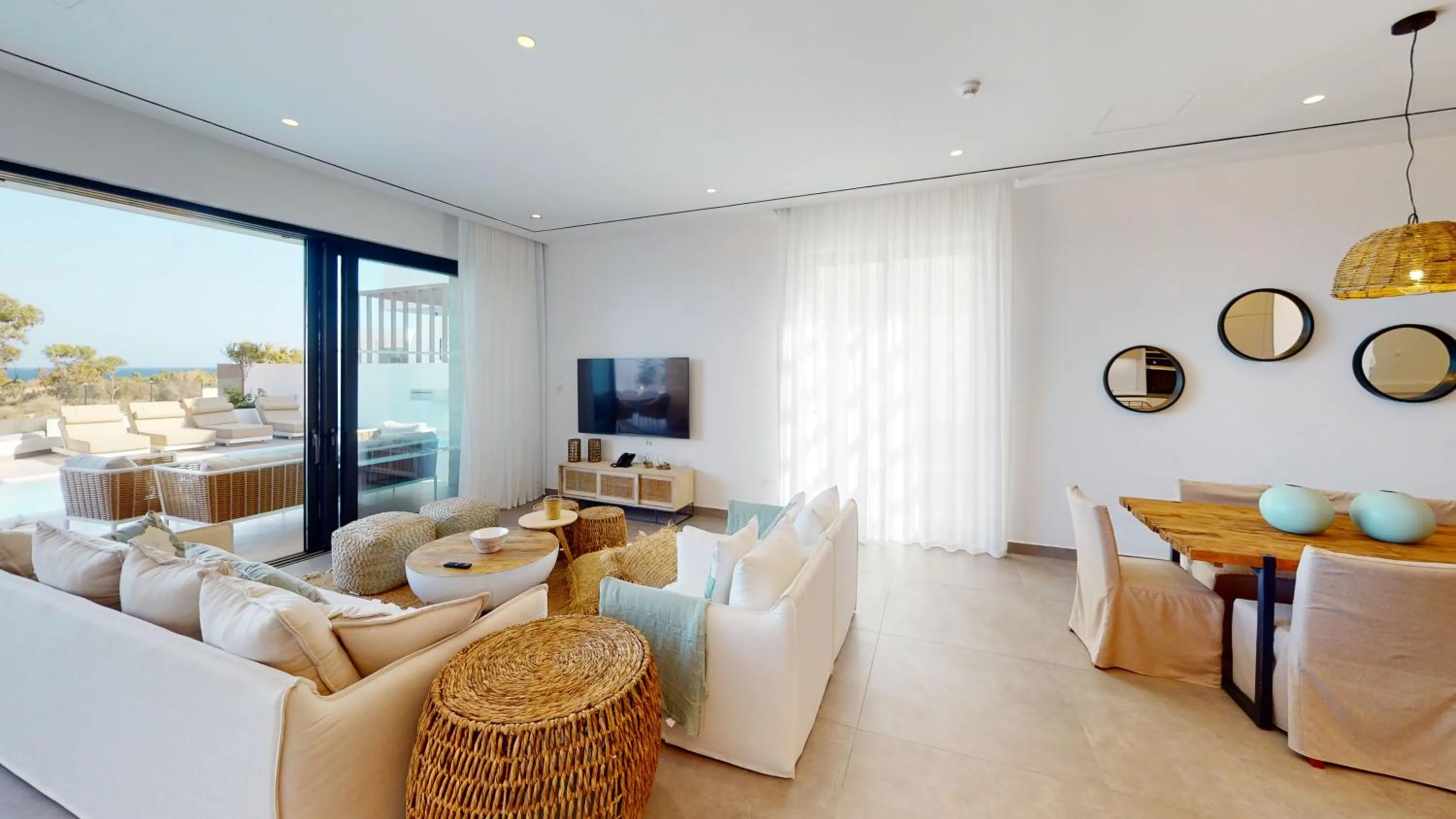 Living room in Periyiali Konnos Villas Beach Resort