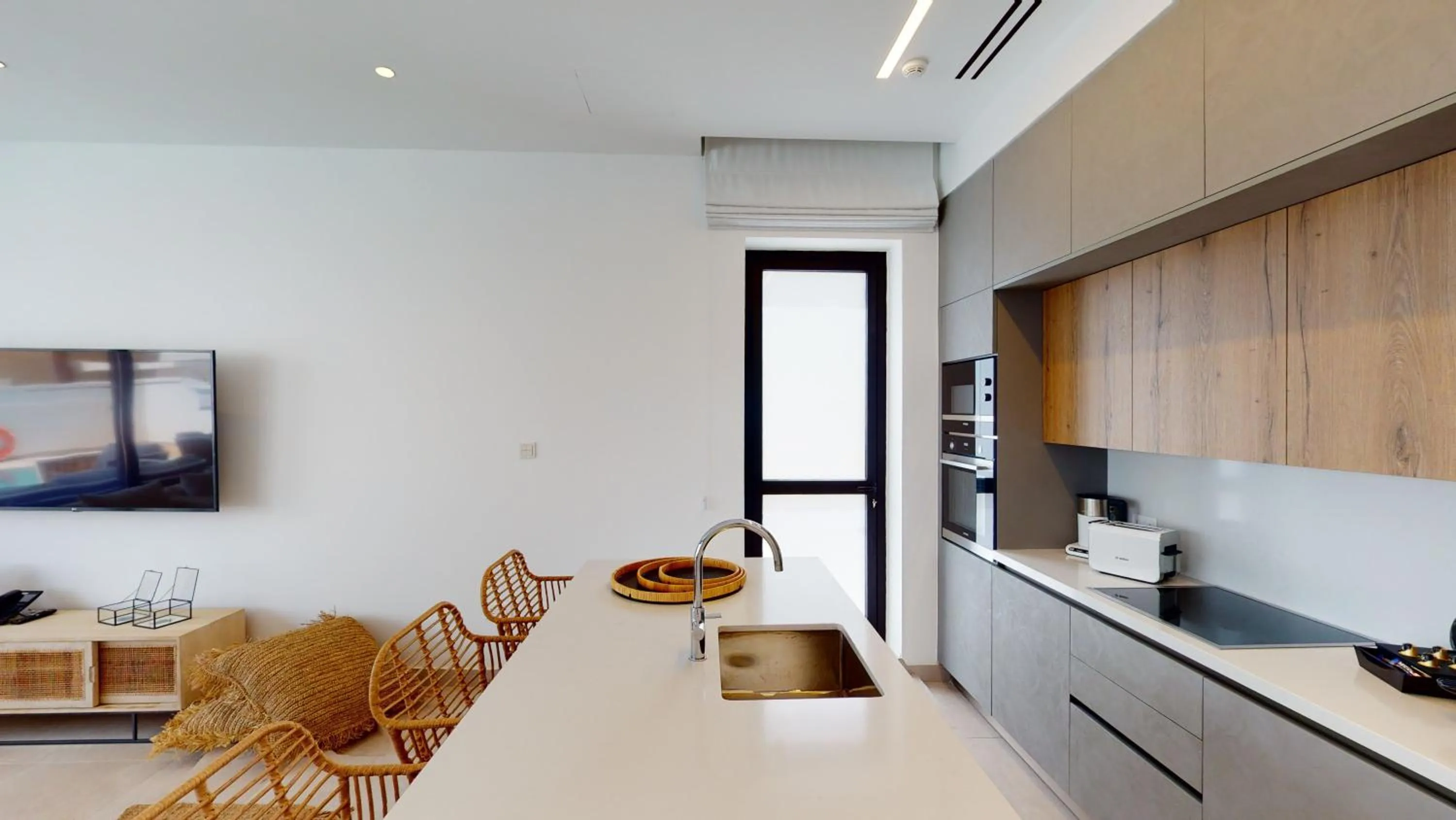 Kitchen or kitchenette in Periyiali Konnos Villas Beach Resort