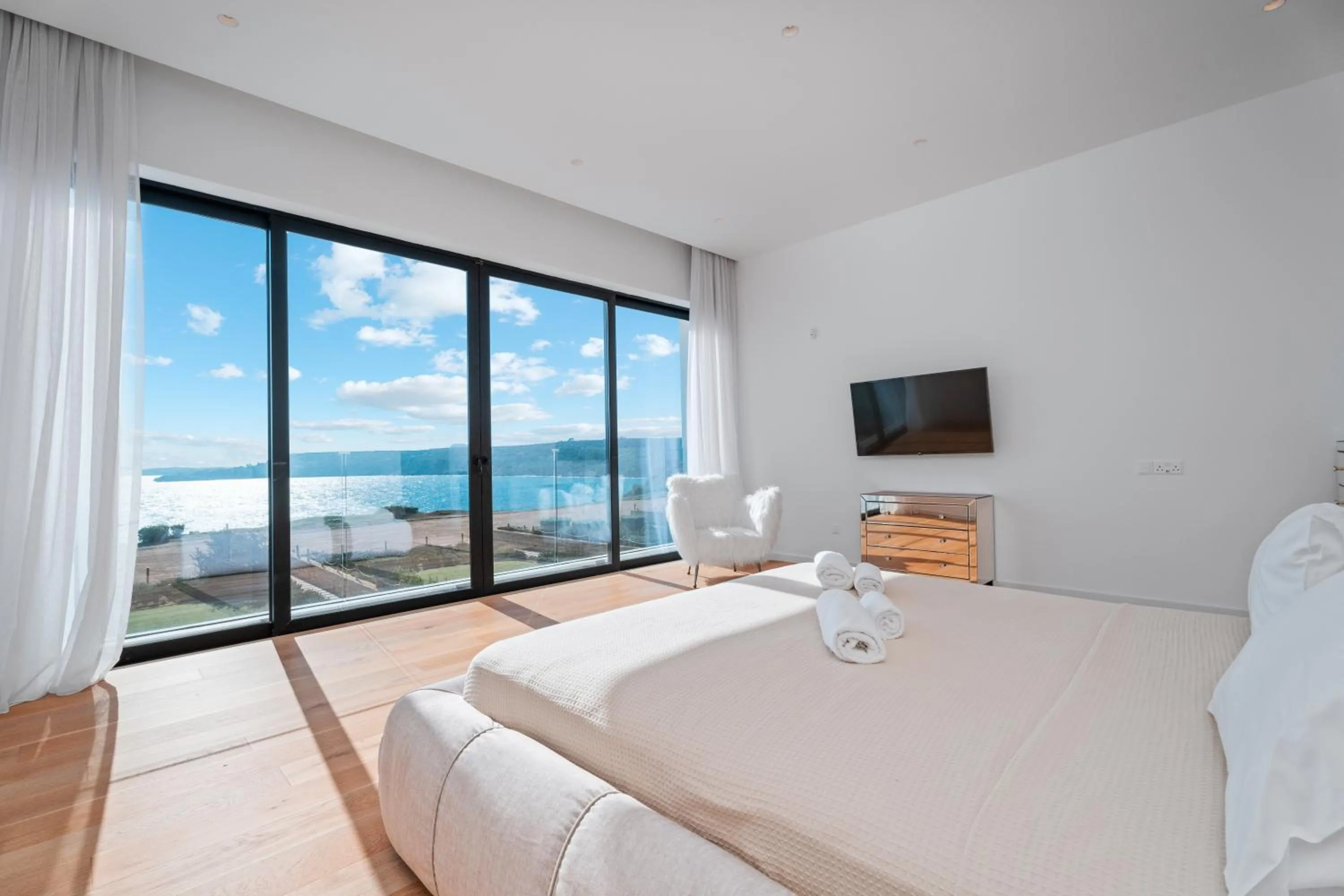 View (from property/room), Bed in Periyiali Konnos Villas Beach Resort