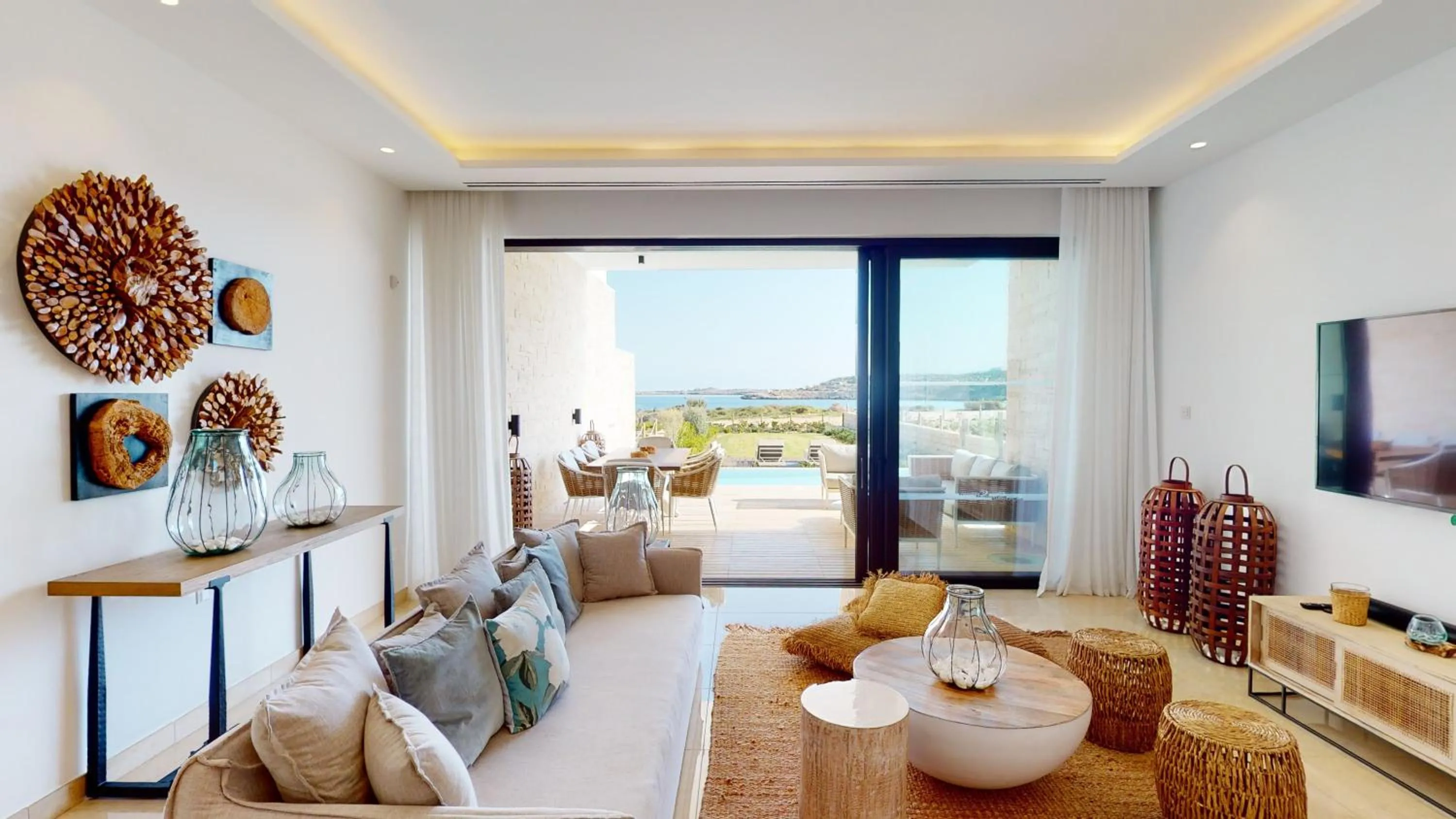 Living room in Periyiali Konnos Villas Beach Resort