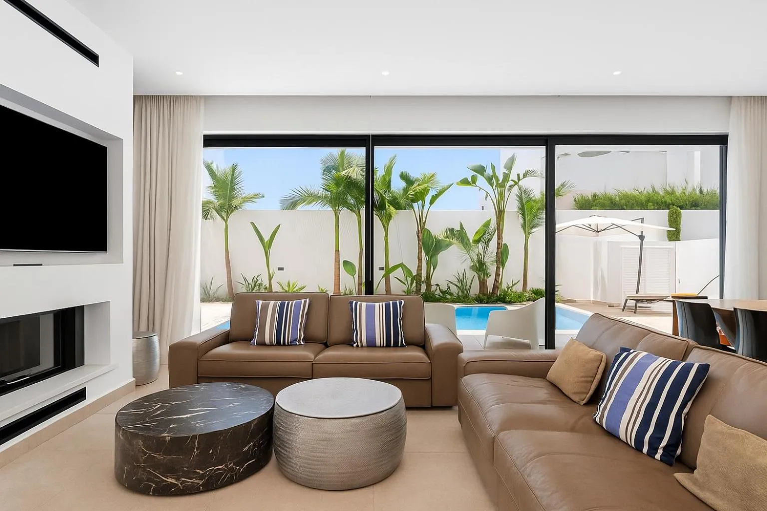 Living room in Periyiali Konnos Villas Beach Resort