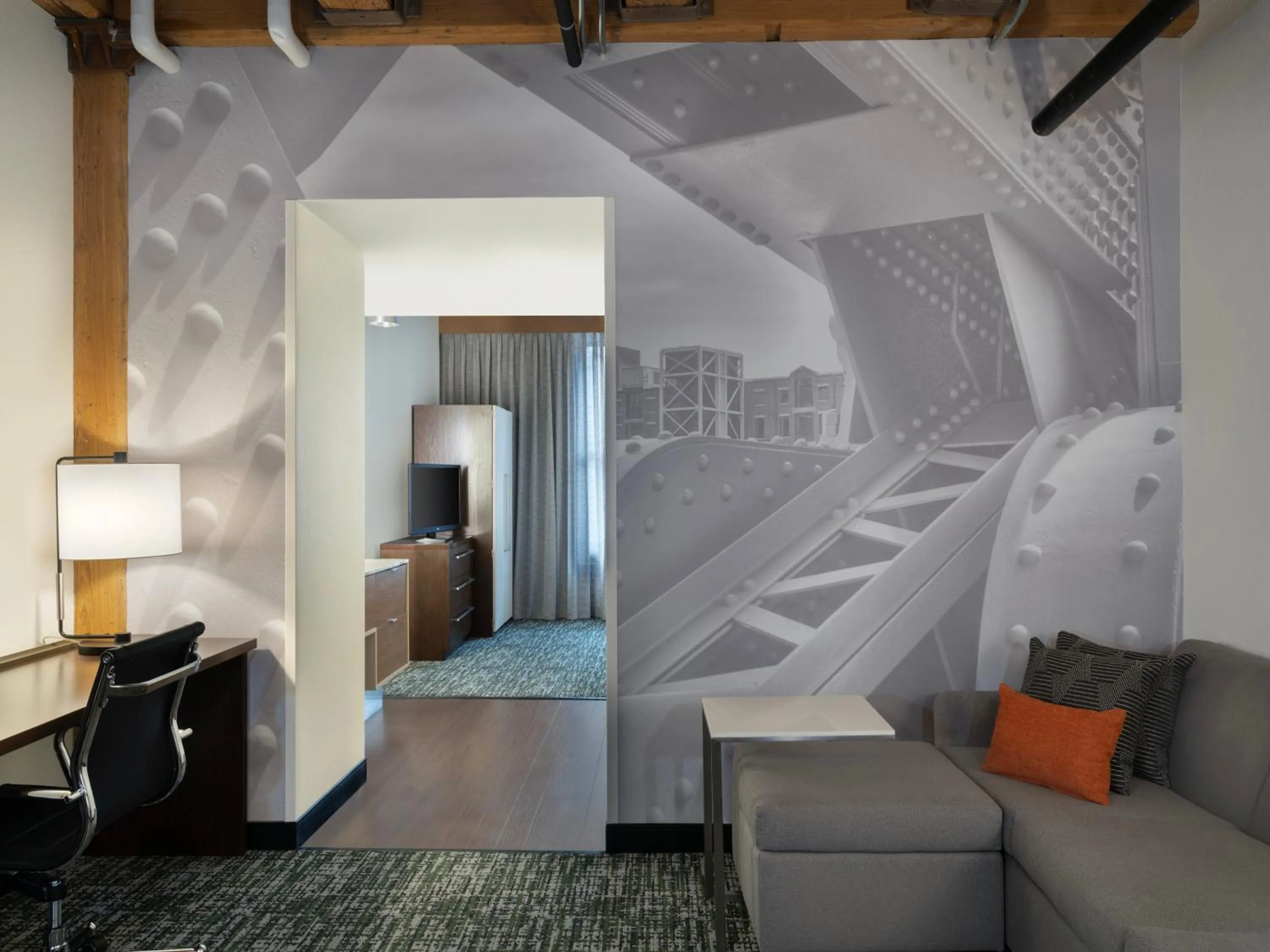 Living room, Bed in Residence Inn by Marriott Boston Downtown Seaport