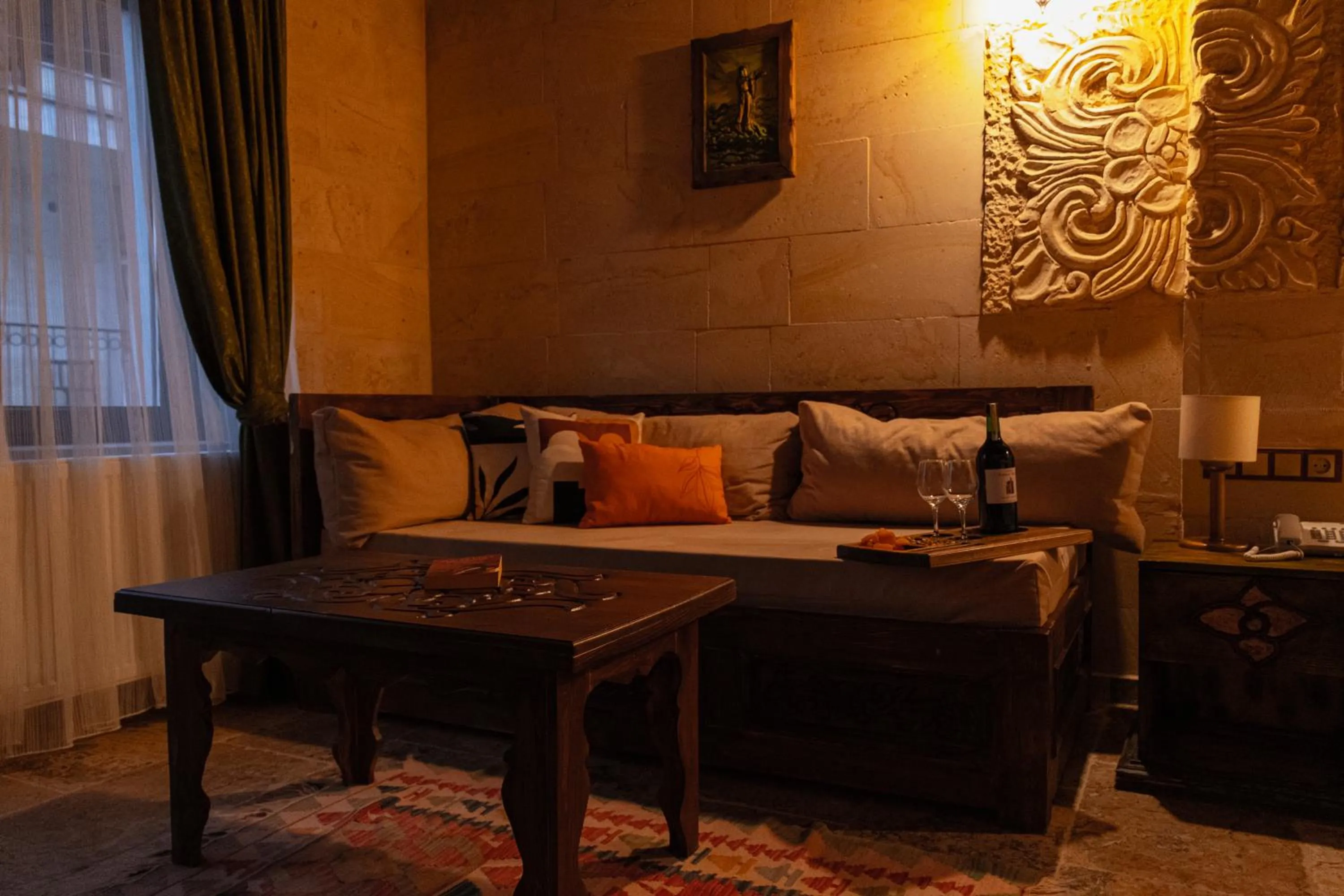 Seating area in Olivia Cave Hotel