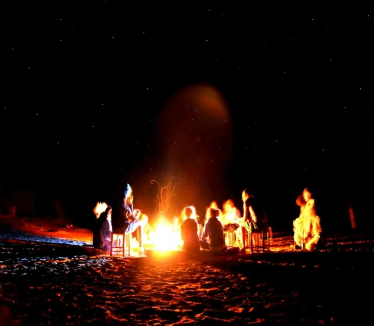 People in Desert Romantic Camp